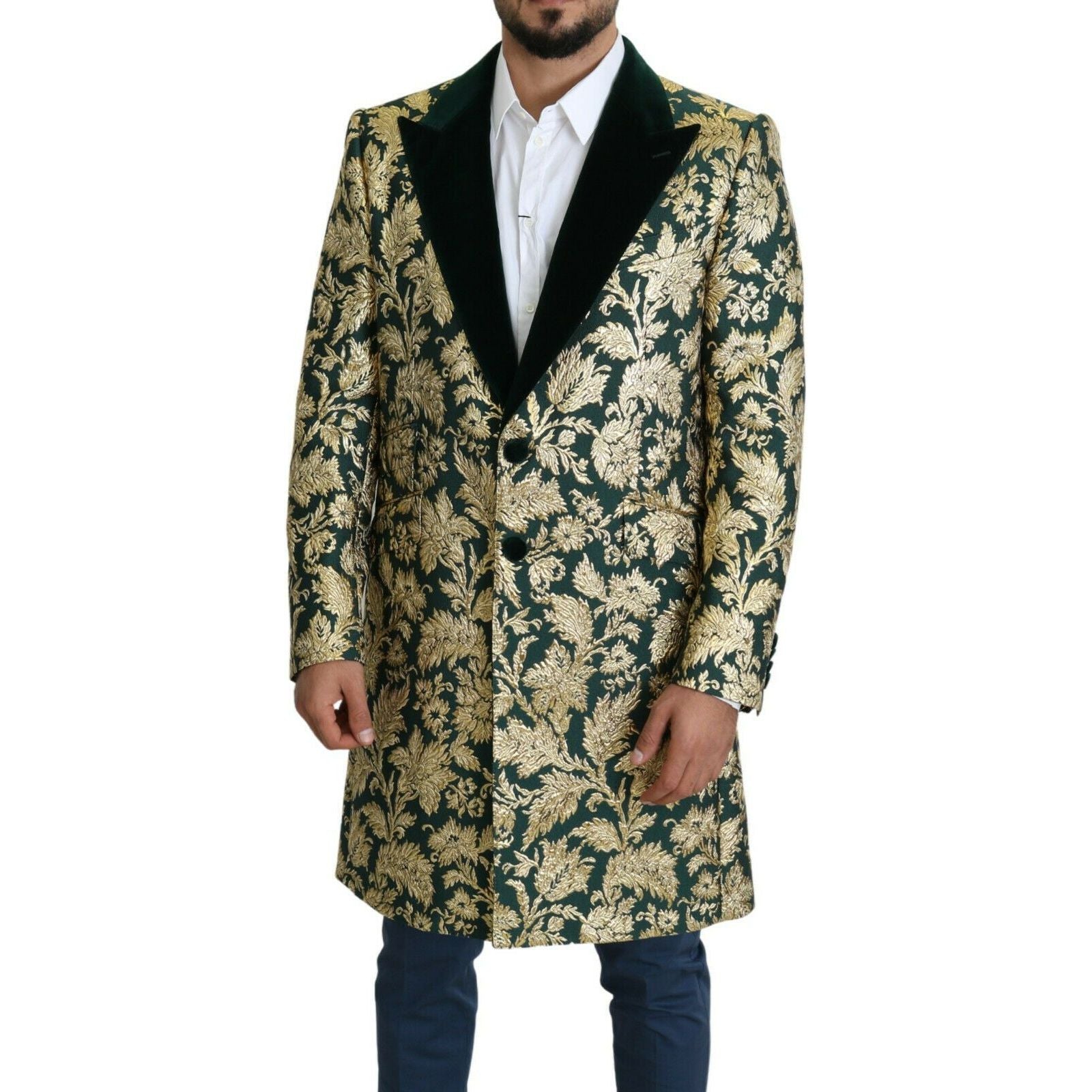 Dolce & Gabbana Gold Green Jacquard Sicilia Jacket