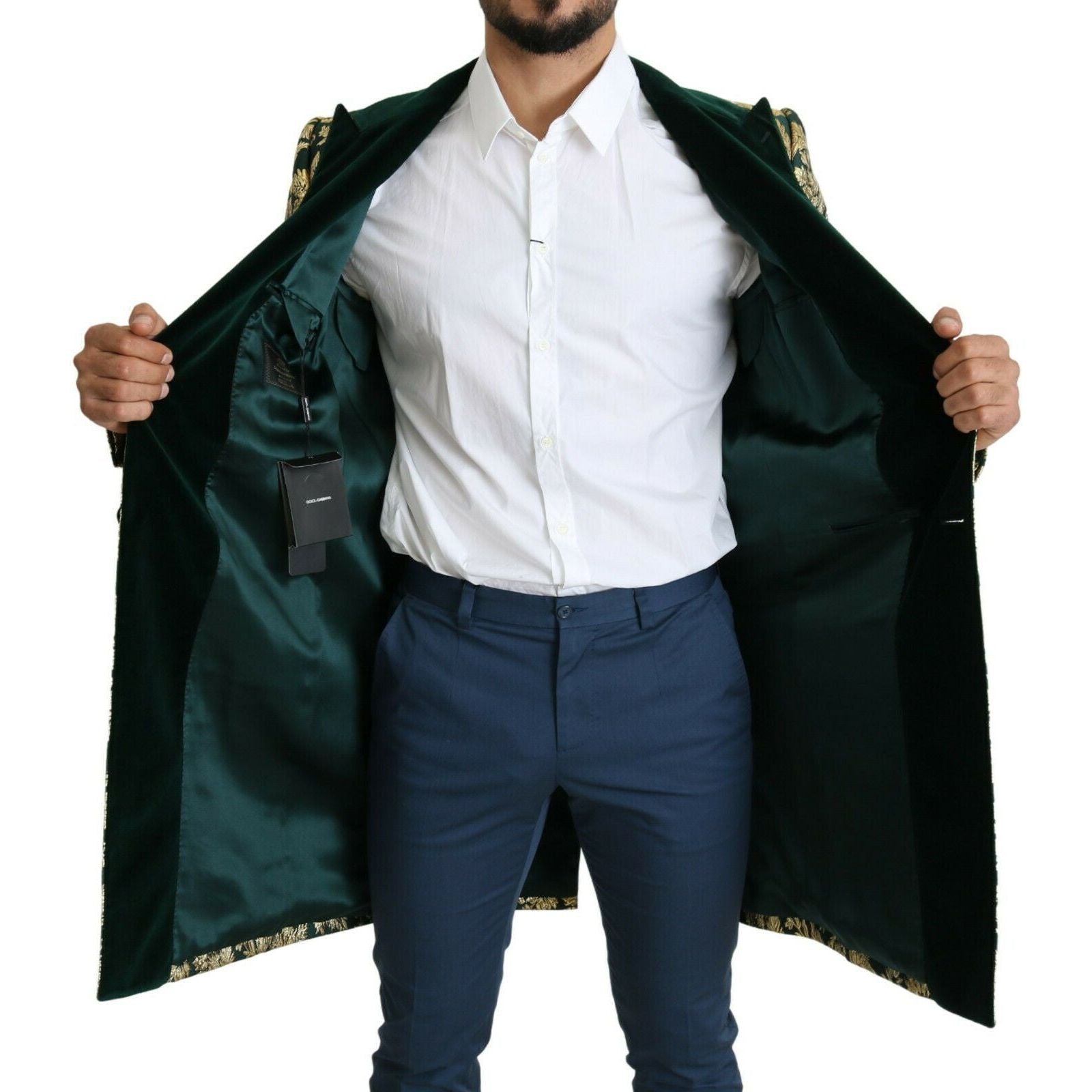 Dolce & Gabbana Gold Green Jacquard Sicilia Jacket