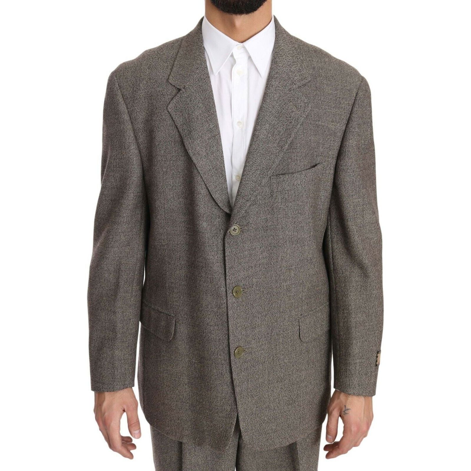 Fendi Light Brown Wool Suit for Distinguished Style