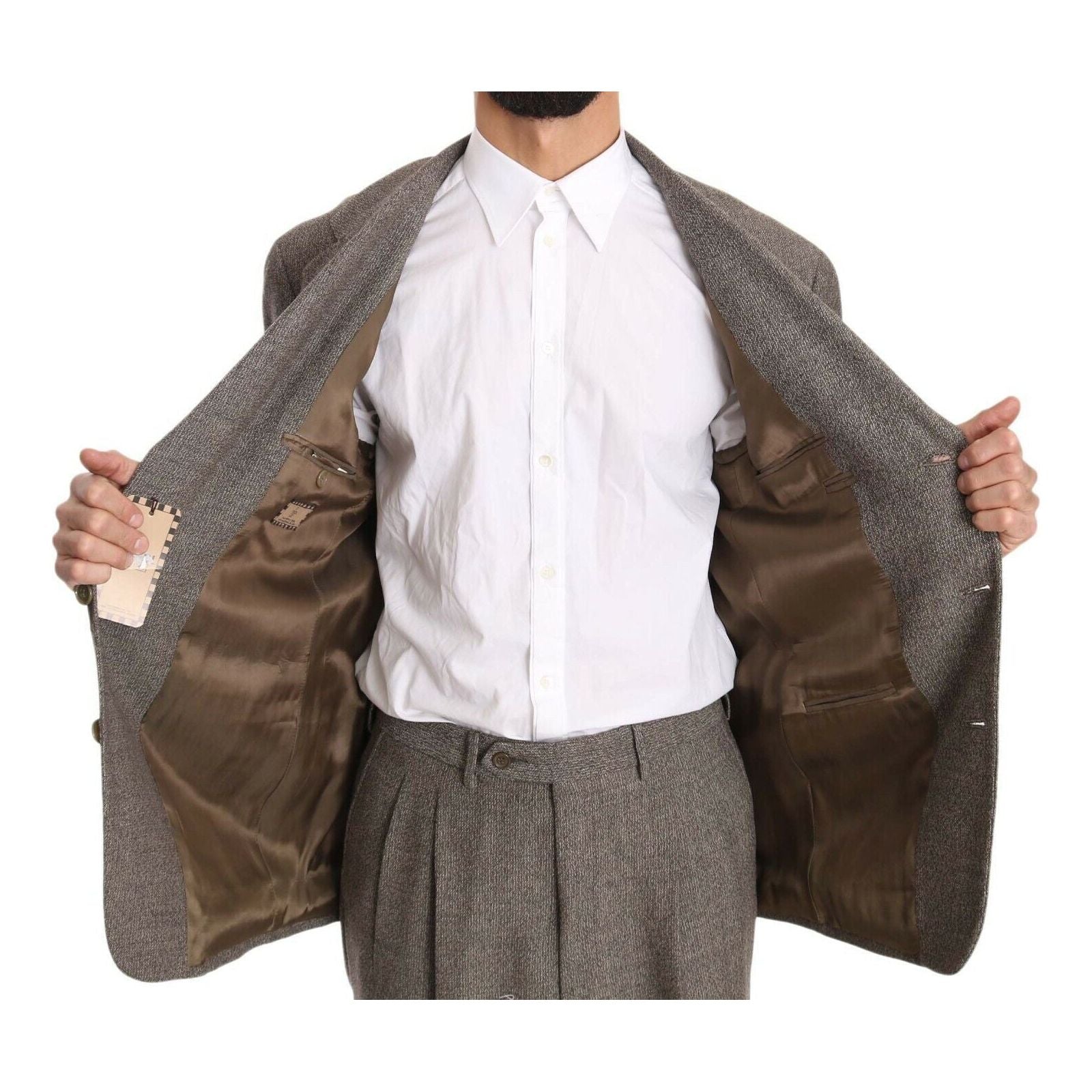 Fendi Light Brown Wool Suit for Distinguished Style