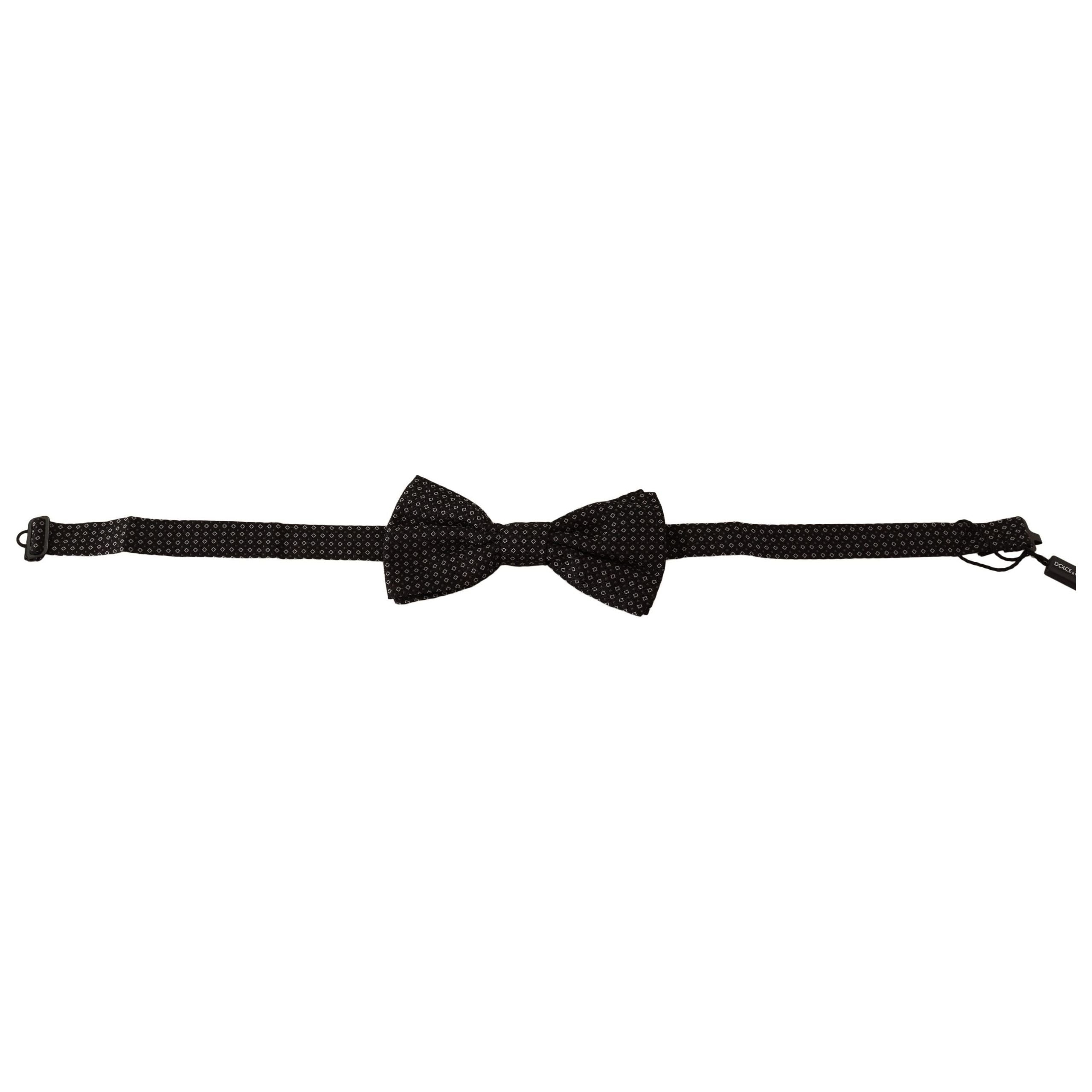 Dolce & Gabbana Black Patterned Silk Bow Tie