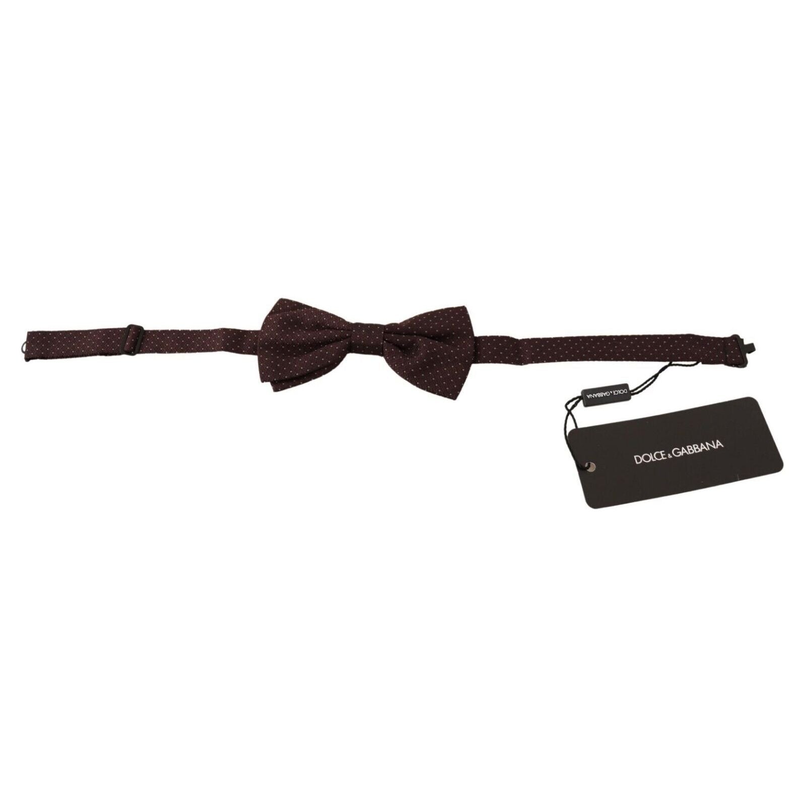 Dolce & Gabbana Brown Silk Bow Tie with Dot Pattern