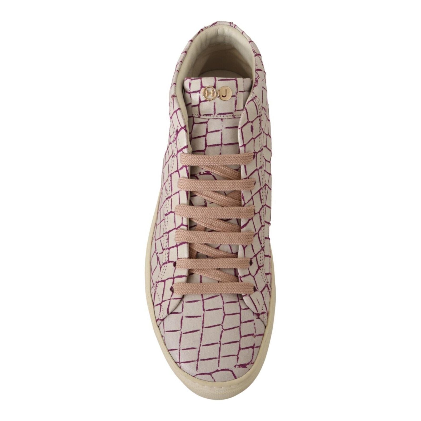 HIDE & JACK White & Burgundy Leather Mid-Cut Sneakers