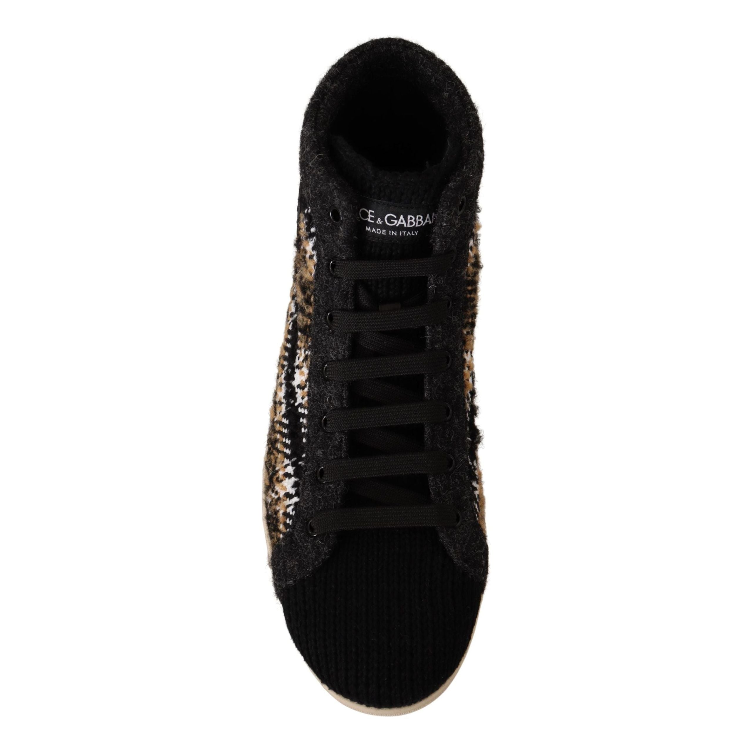 Dolce & Gabbana Beige Leather High Top Fashion Sneakers