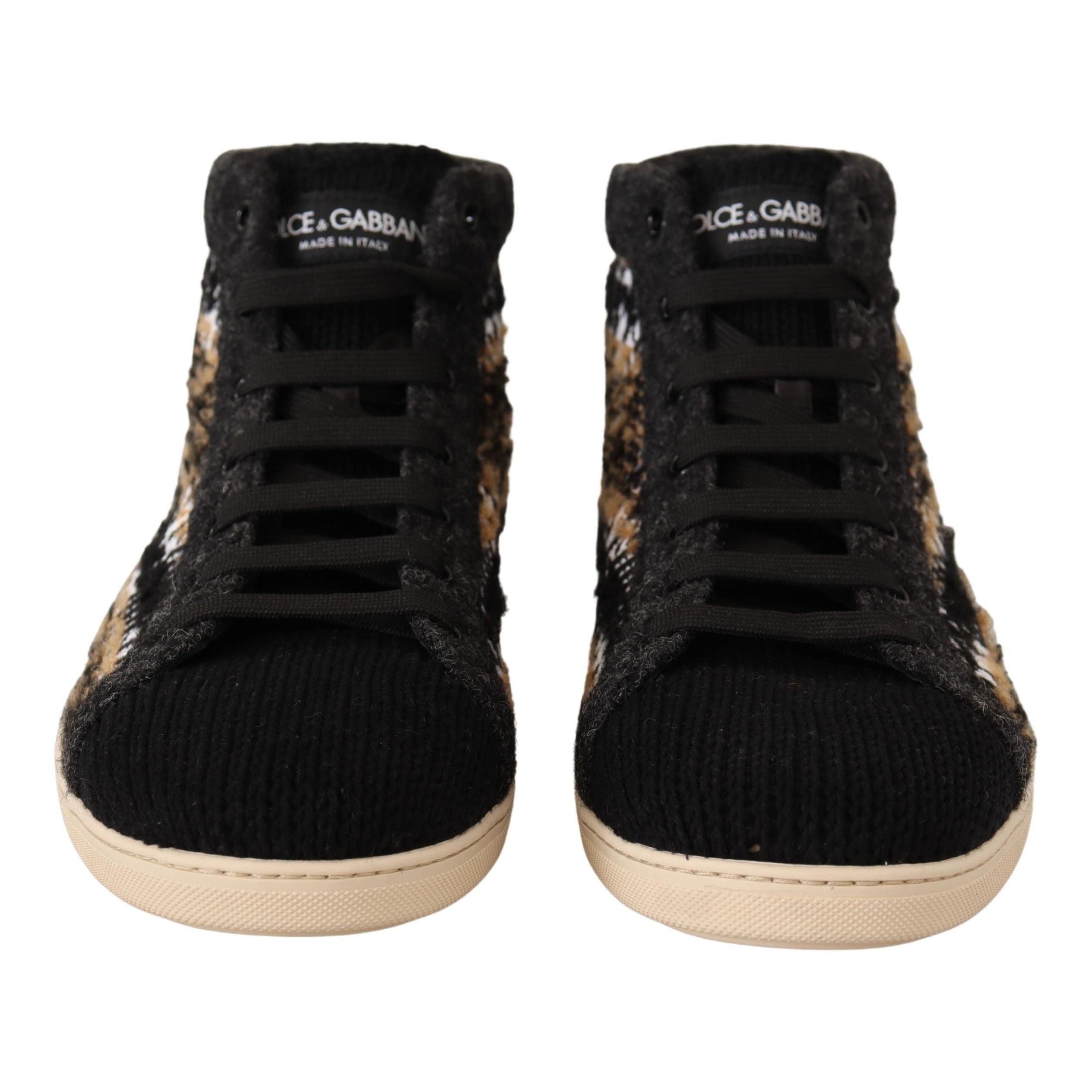 Dolce & Gabbana Beige Leather High Top Fashion Sneakers