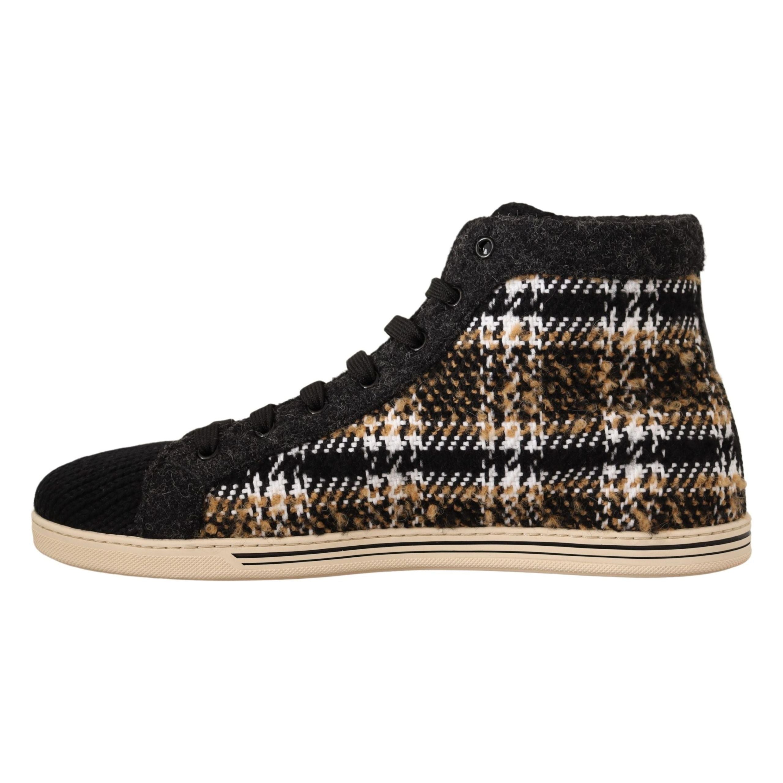 Dolce & Gabbana Beige Leather High Top Fashion Sneakers