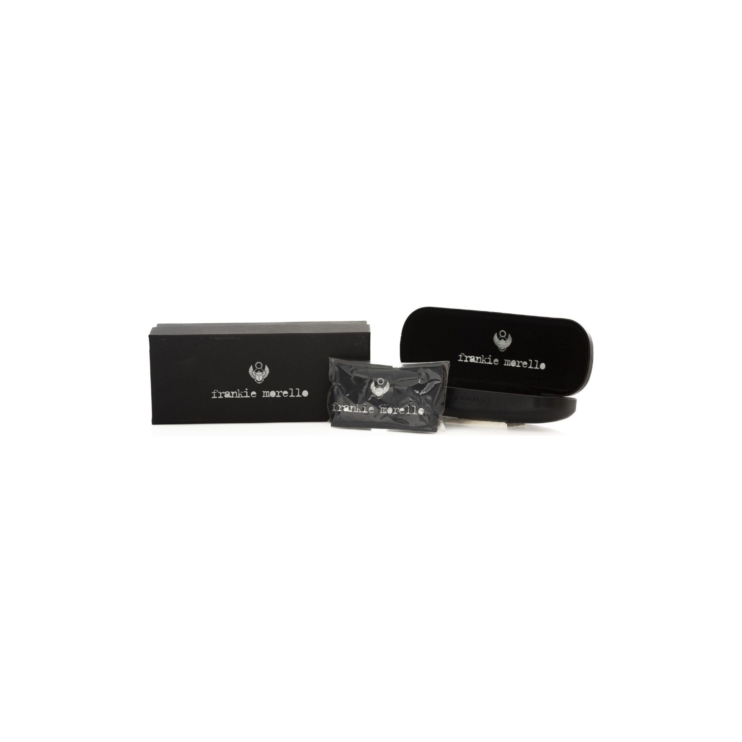 Frankie Morello Black Metallic Sunglass Smoke Gray Lenses