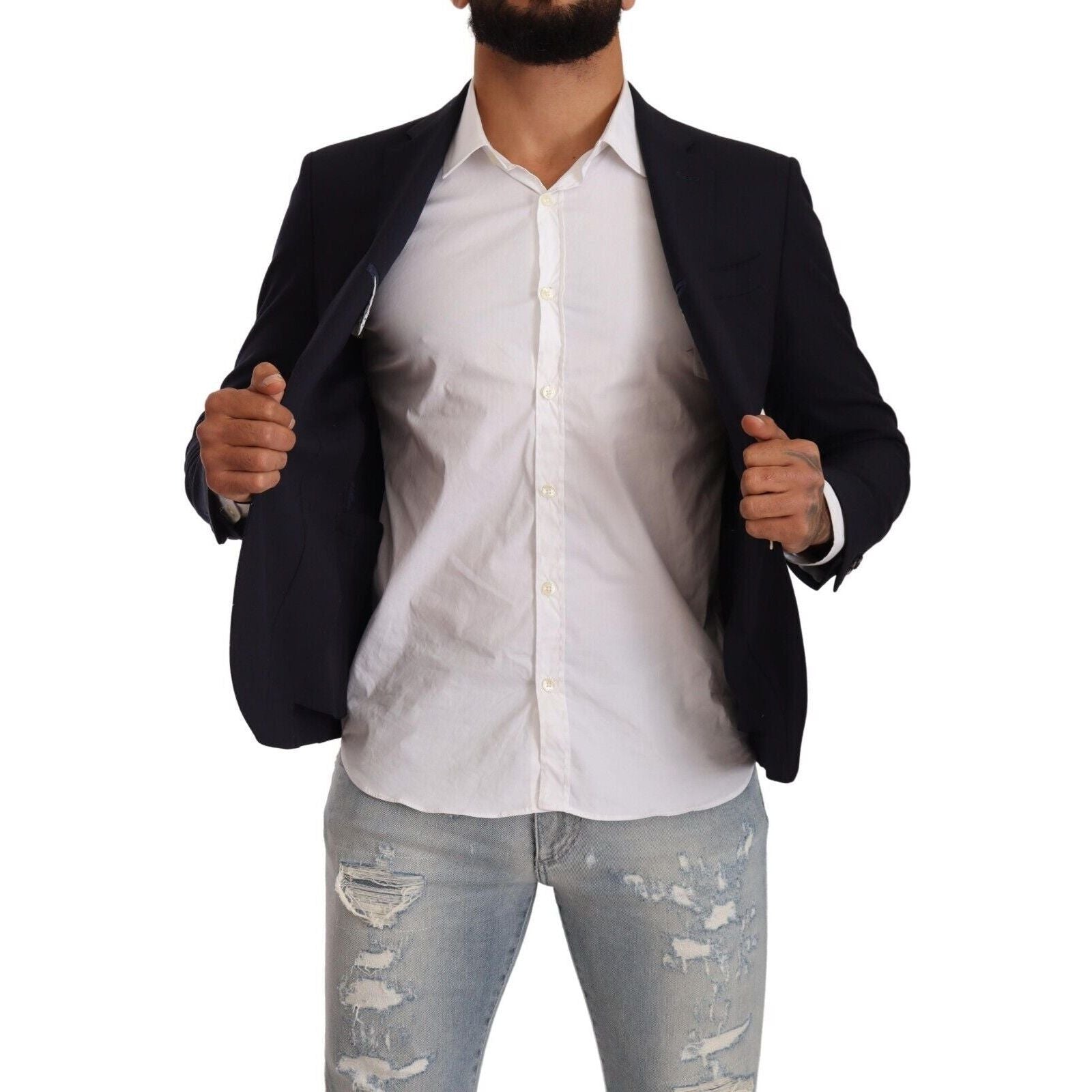 Domenico Tagliente Black Wool Elegant Single Breasted Jacket
