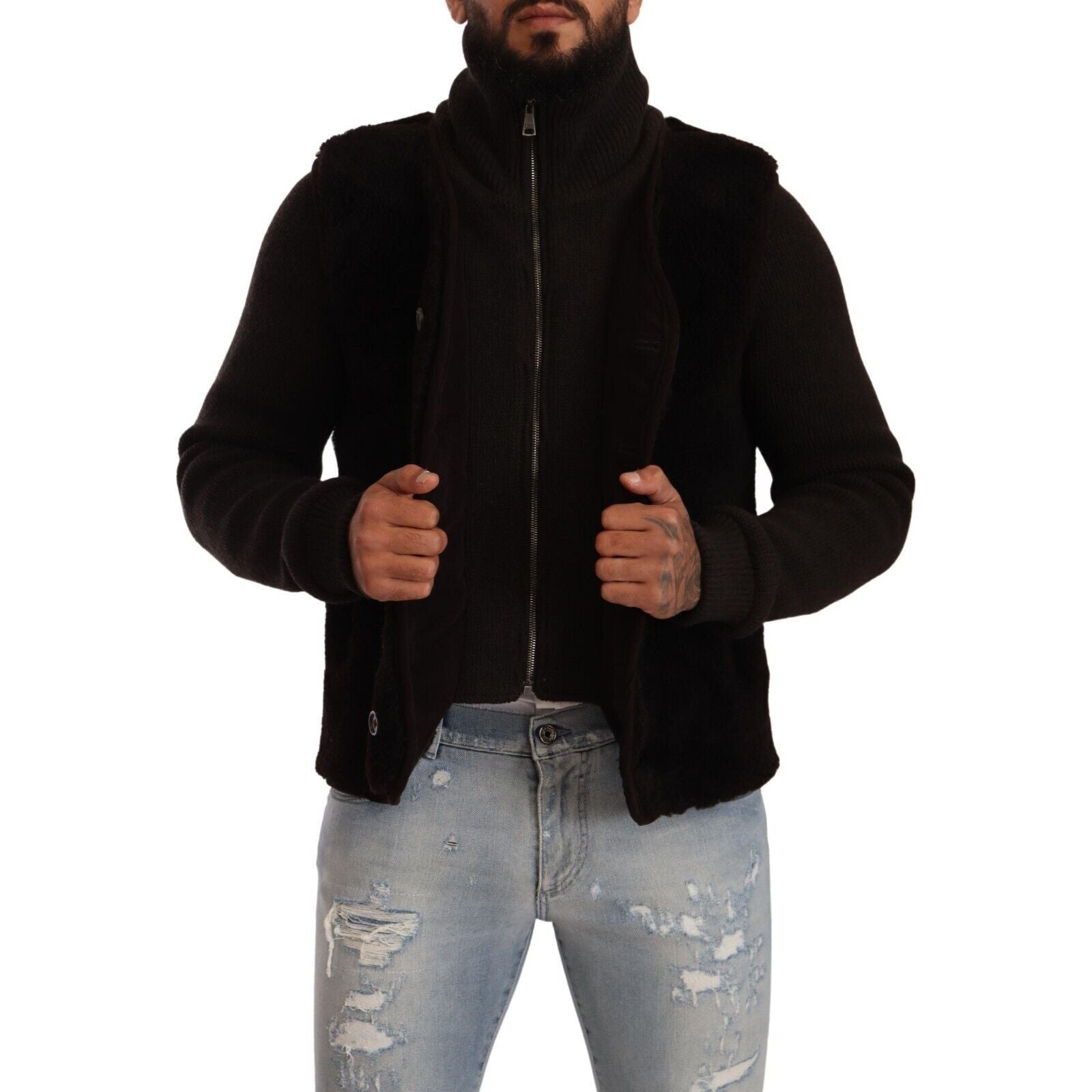 Dolce & Gabbana Black Leather Bomber Jacket for Luxury Style
