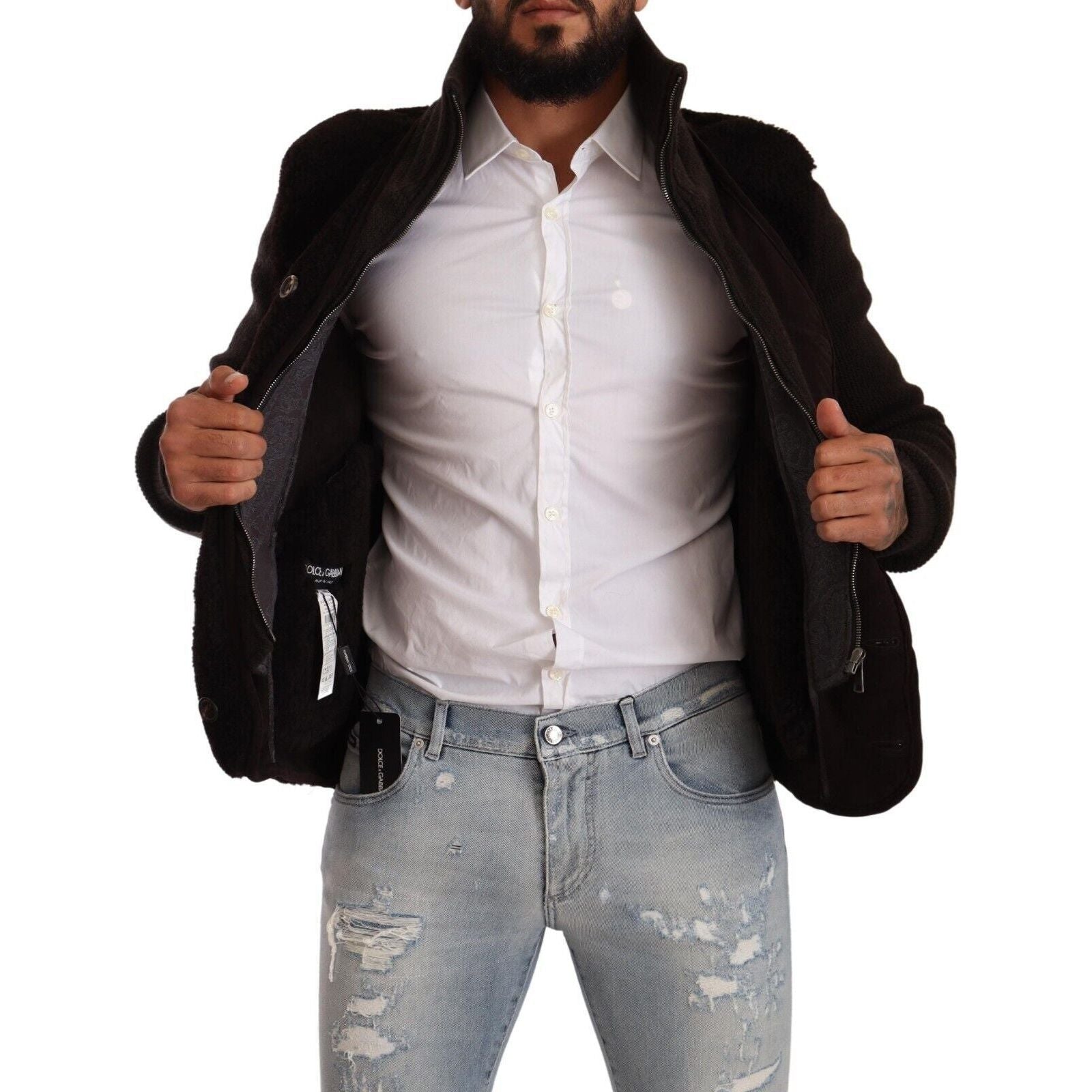 Dolce & Gabbana Black Leather Bomber Jacket for Luxury Style