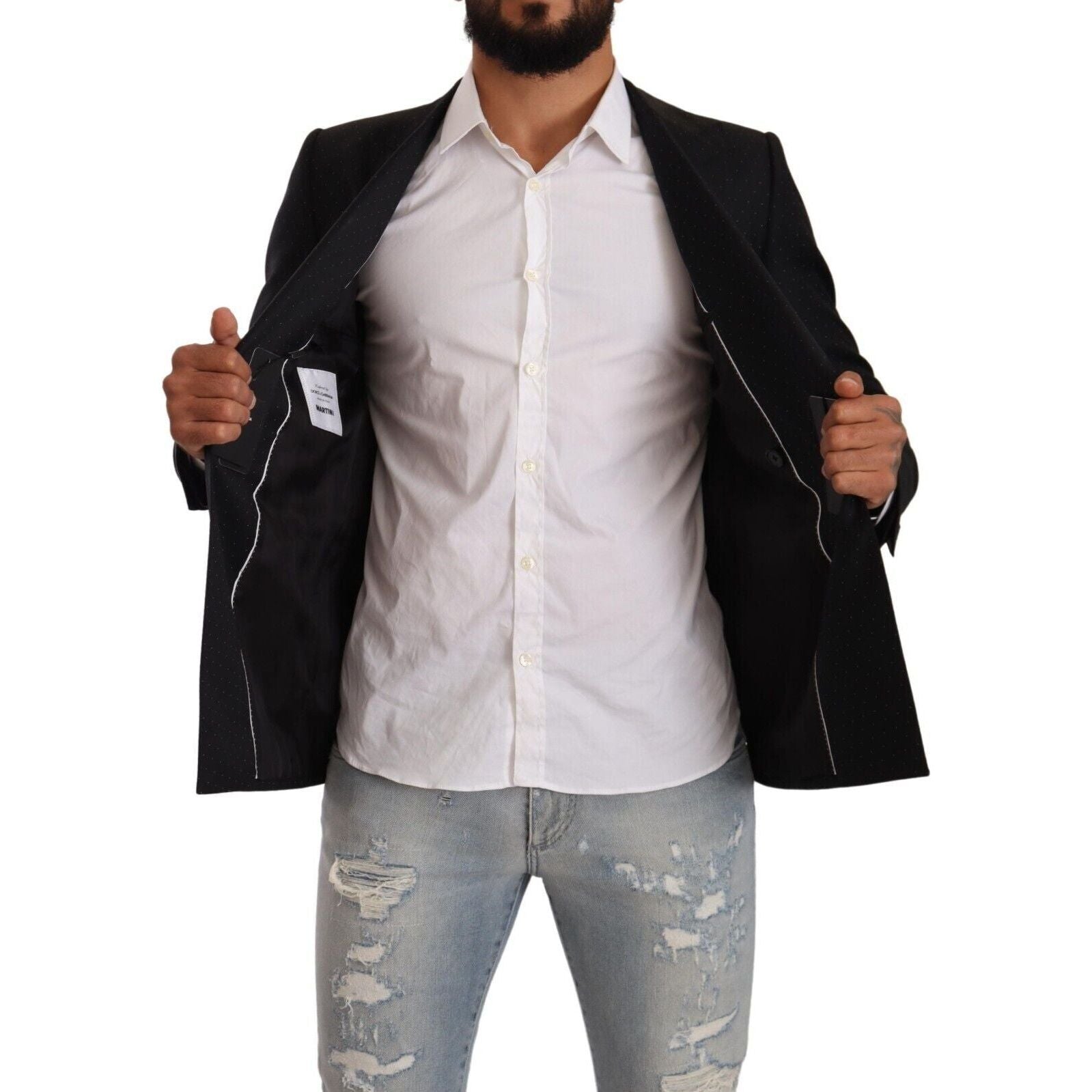 Dolce & Gabbana Black Virgin Wool Formal Blazer