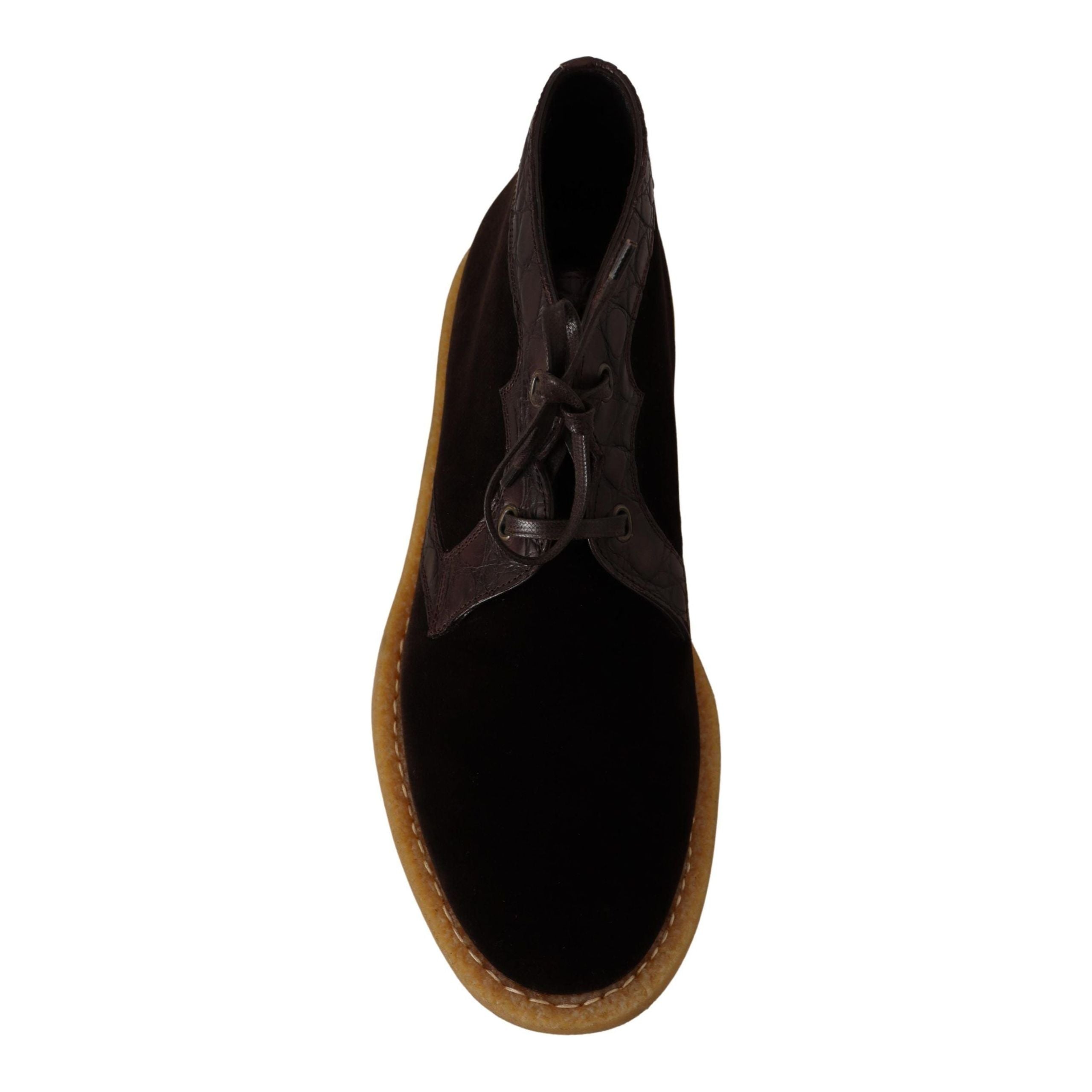 Dolce & Gabbana Brown Caiman Leather Ankle Boots