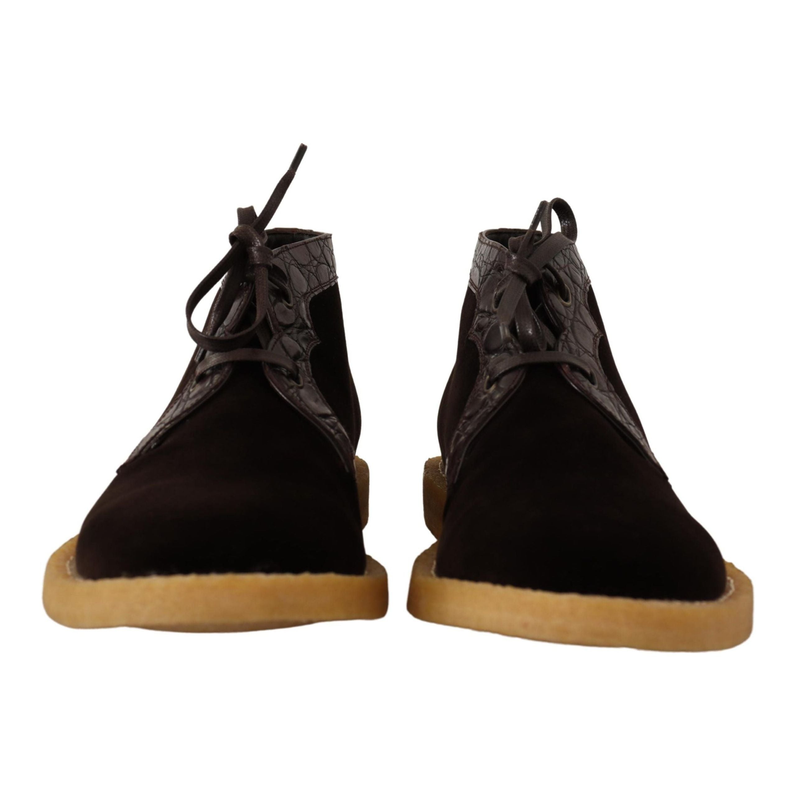 Dolce & Gabbana Brown Caiman Leather Ankle Boots