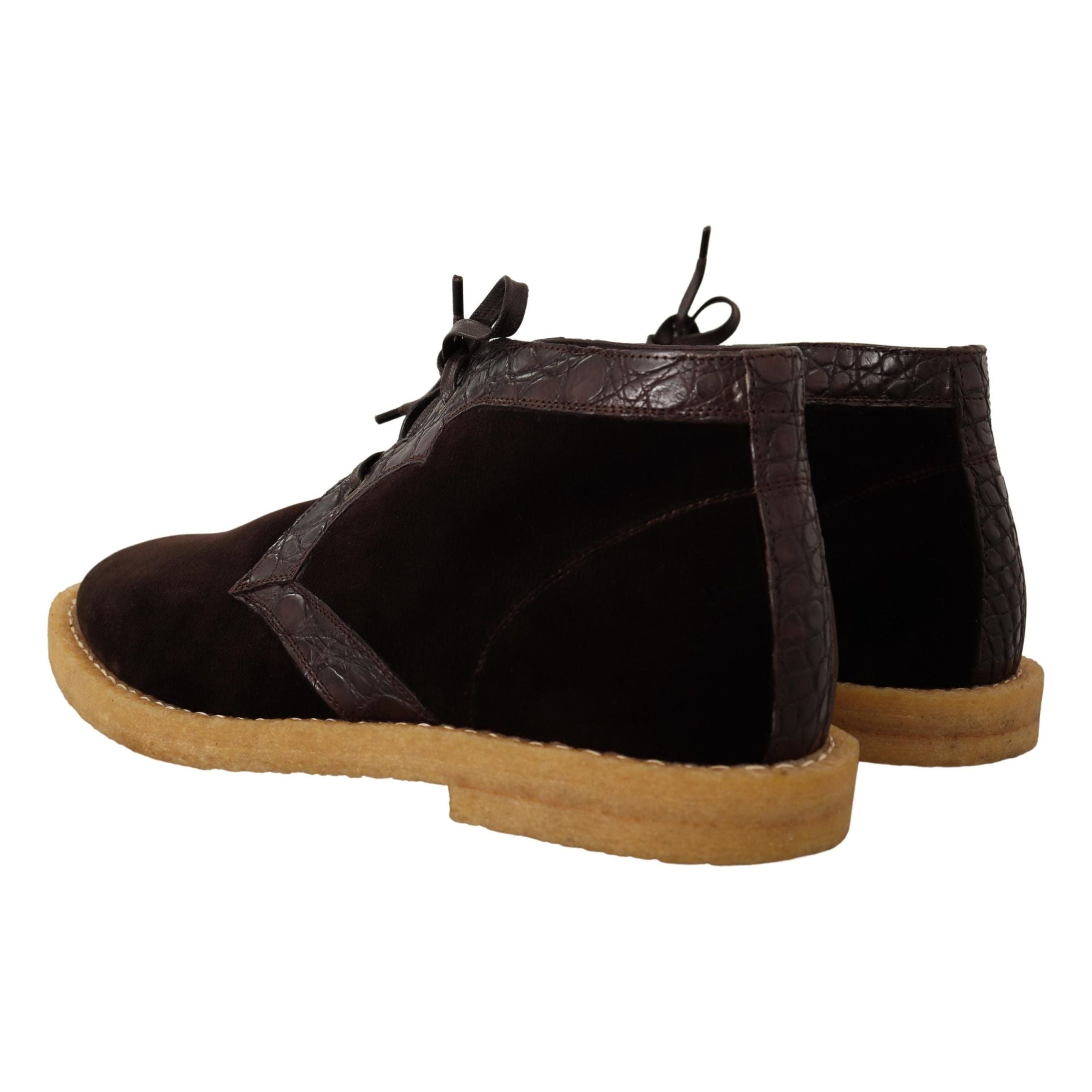 Dolce & Gabbana Brown Caiman Leather Ankle Boots