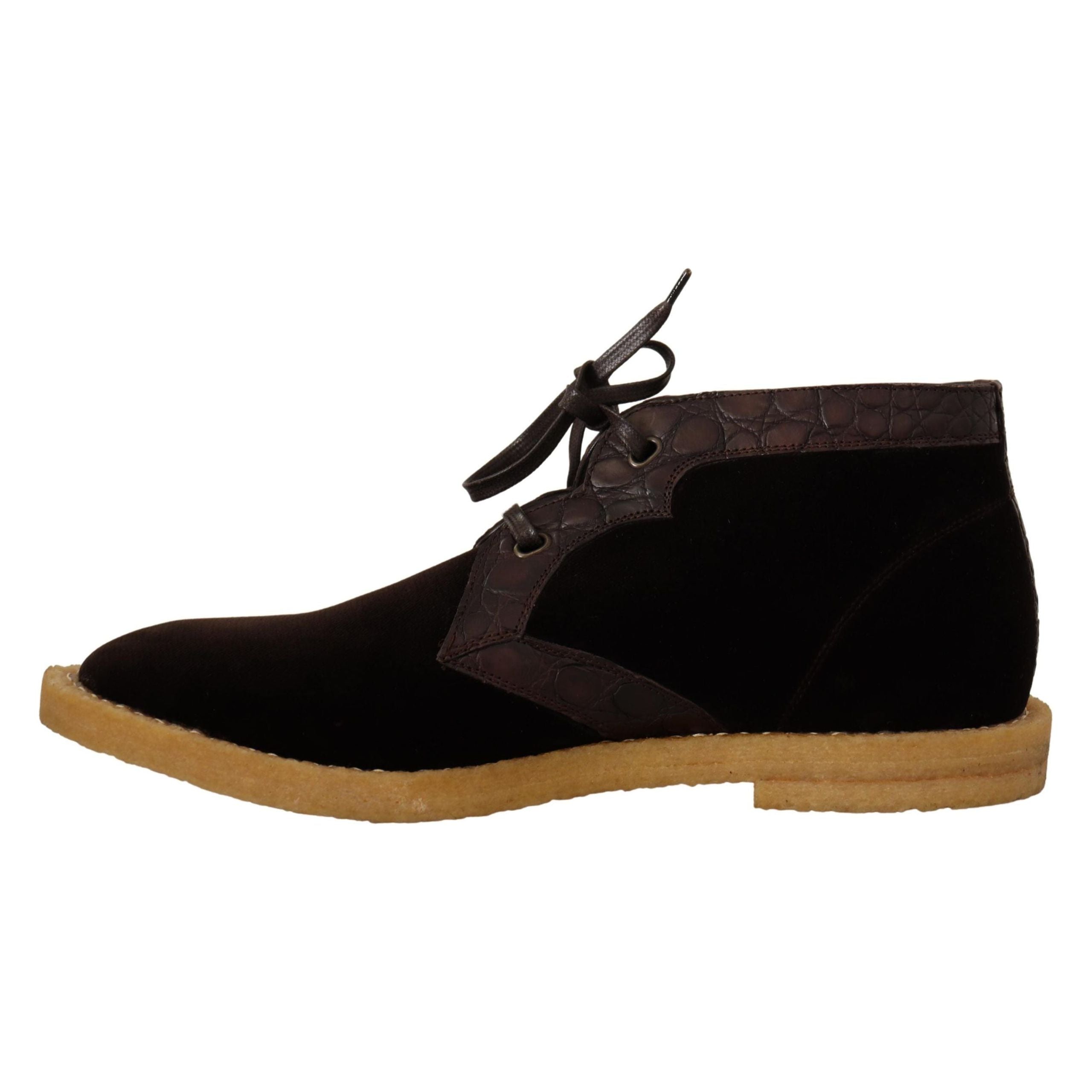 Dolce & Gabbana Brown Caiman Leather Ankle Boots