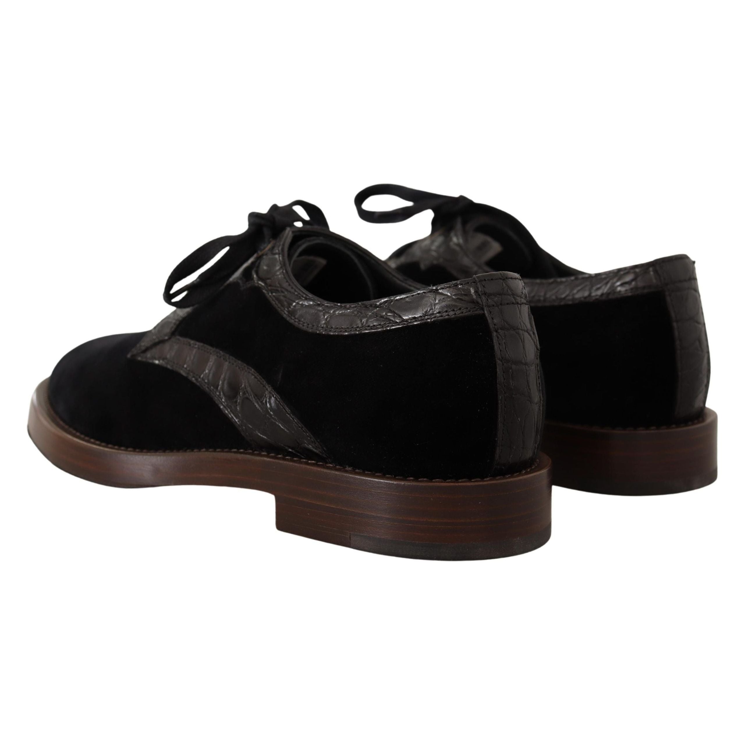 Dolce & Gabbana Black Velvet & Exotic Leather Dress Shoes