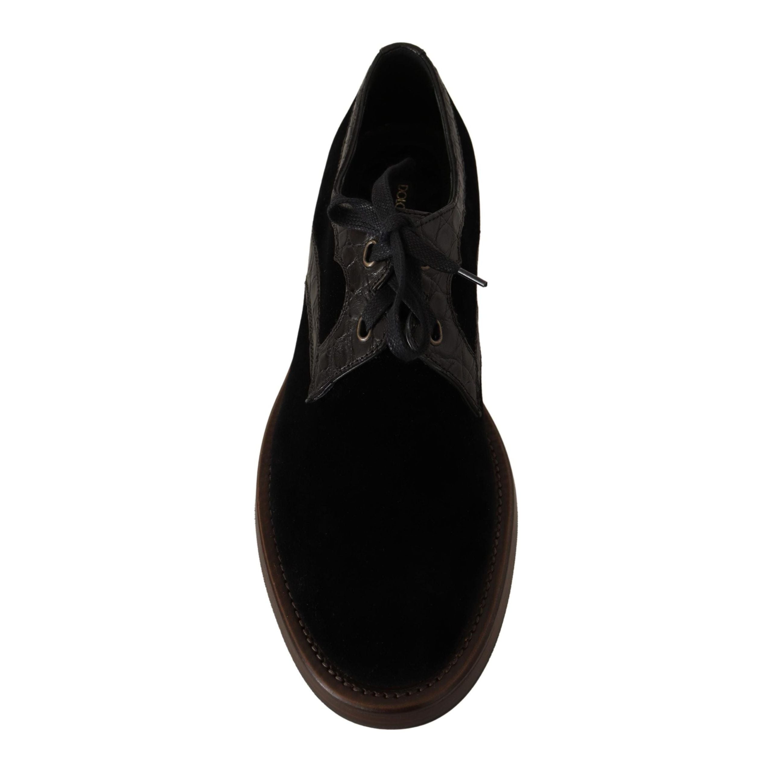 Dolce & Gabbana Black Velvet & Exotic Leather Dress Shoes