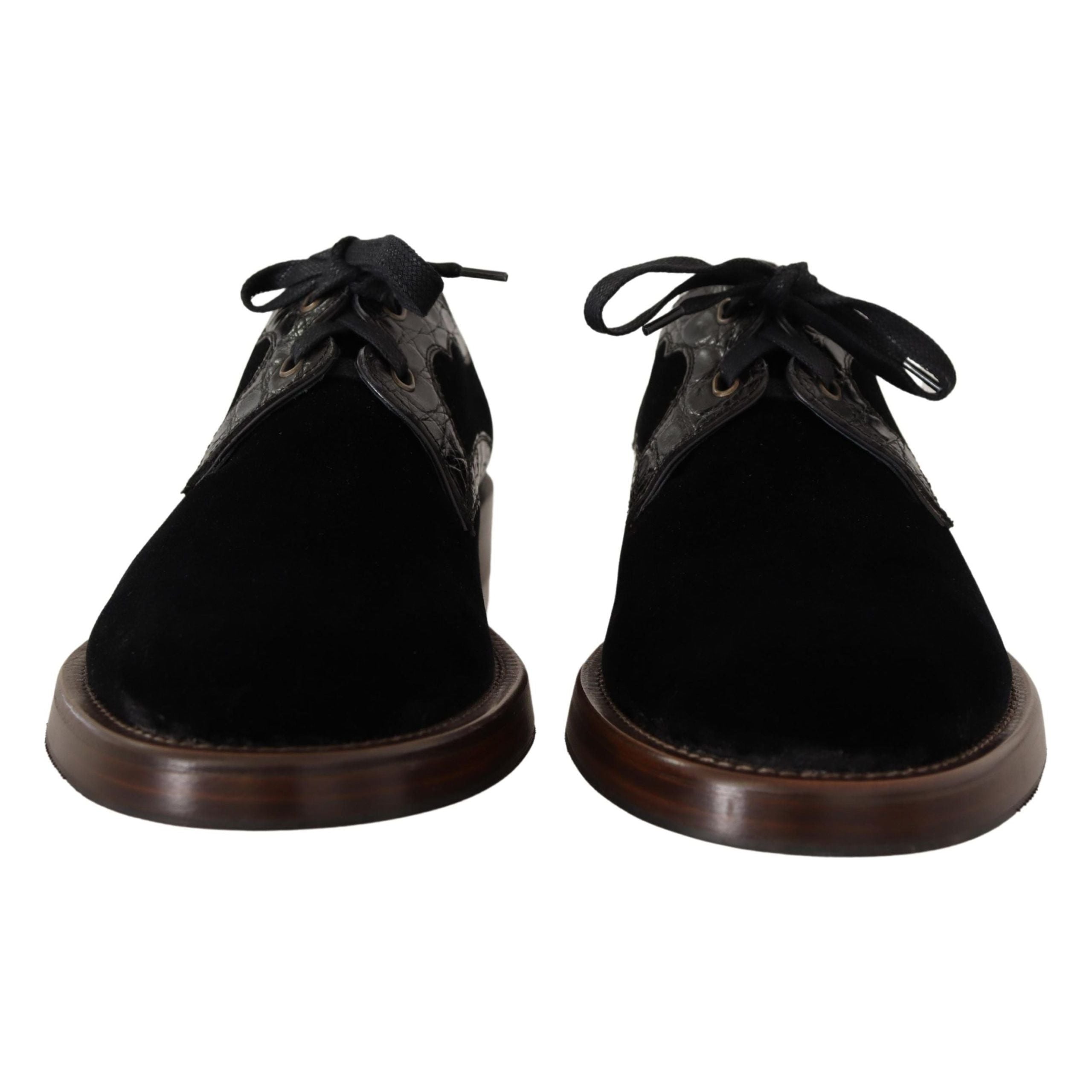 Dolce & Gabbana Black Velvet & Exotic Leather Dress Shoes