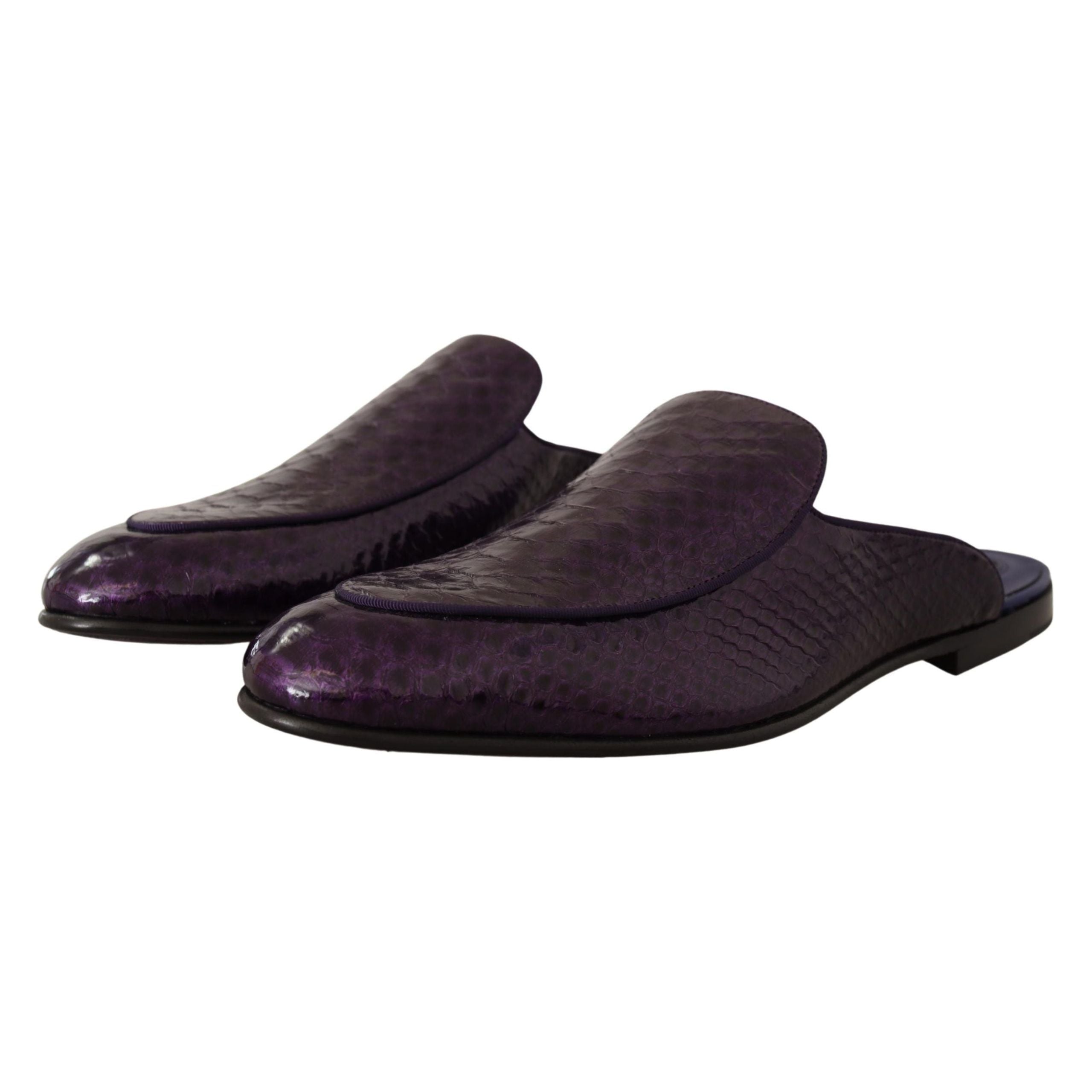 Dolce & Gabbana Purple Exotic Python Leather Slides