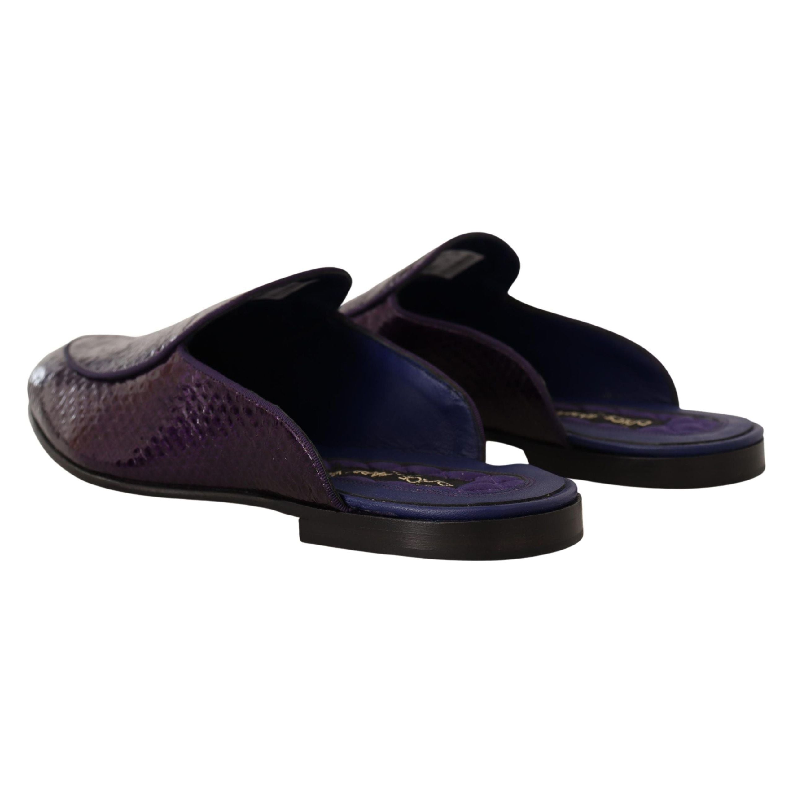 Dolce & Gabbana Purple Exotic Python Leather Slides