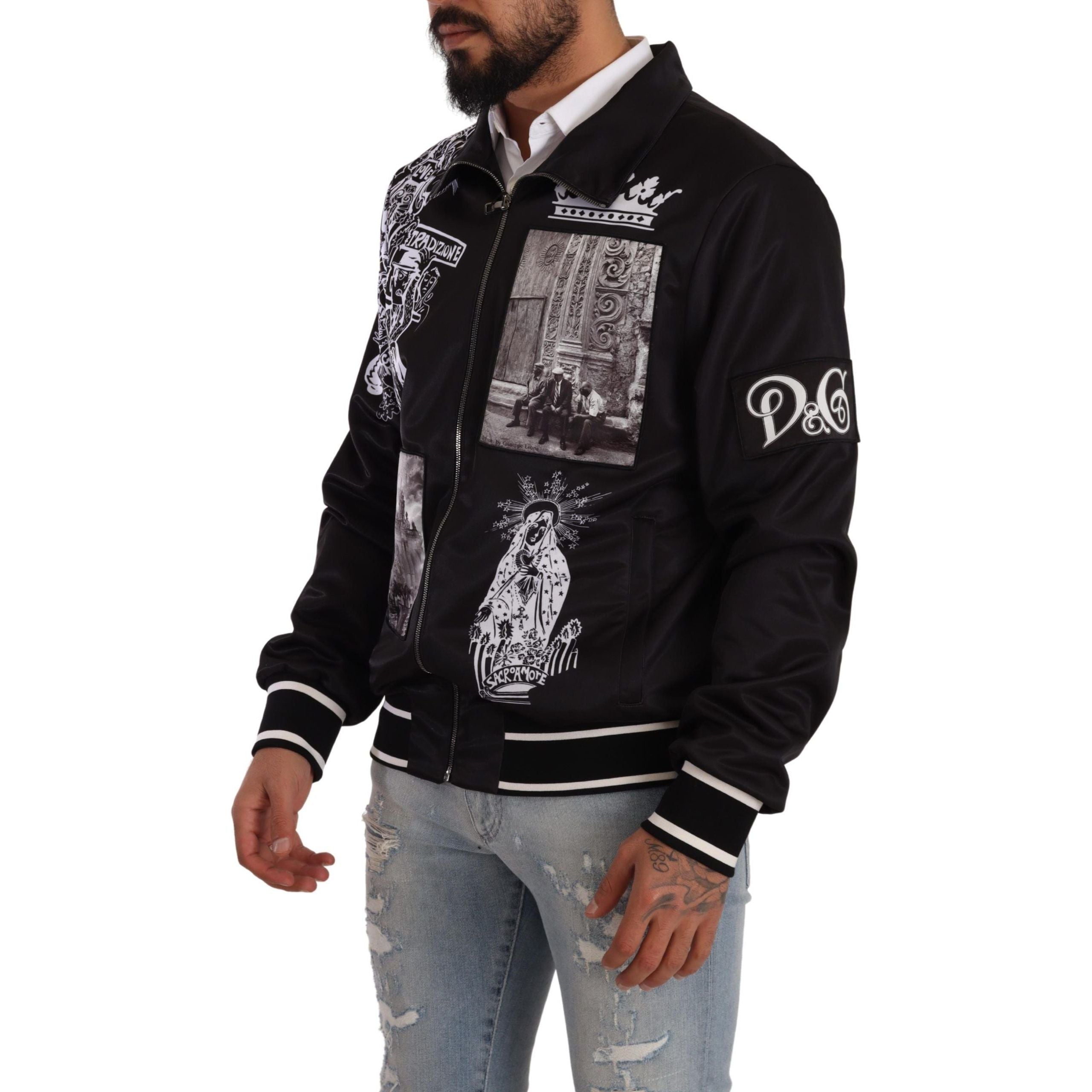 Dolce & Gabbana Black Wool Zip Sweater Elegance