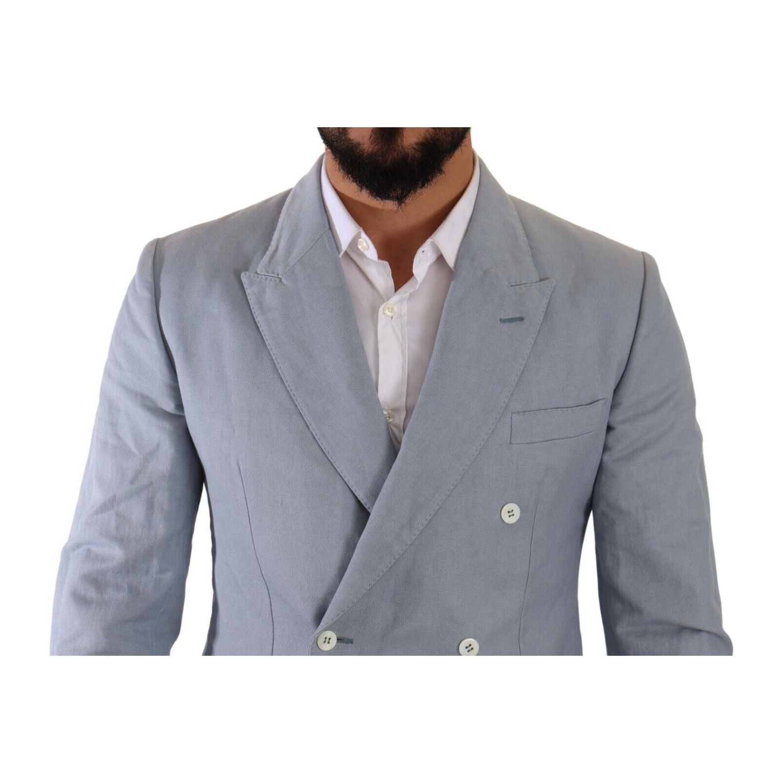 Dolce & Gabbana Light Blue Cotton Blend Blazer