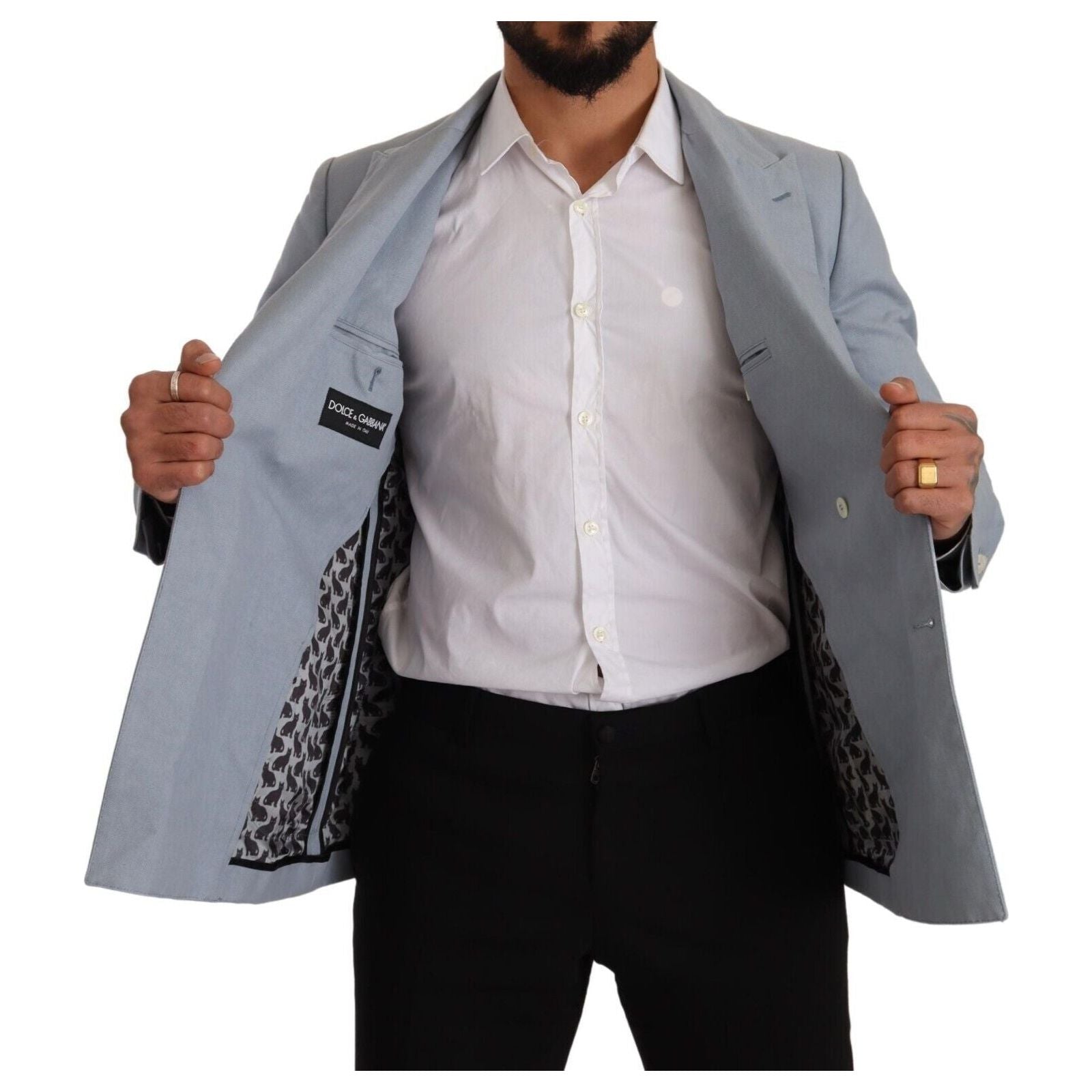 Dolce & Gabbana Light Blue Cotton Blend Blazer