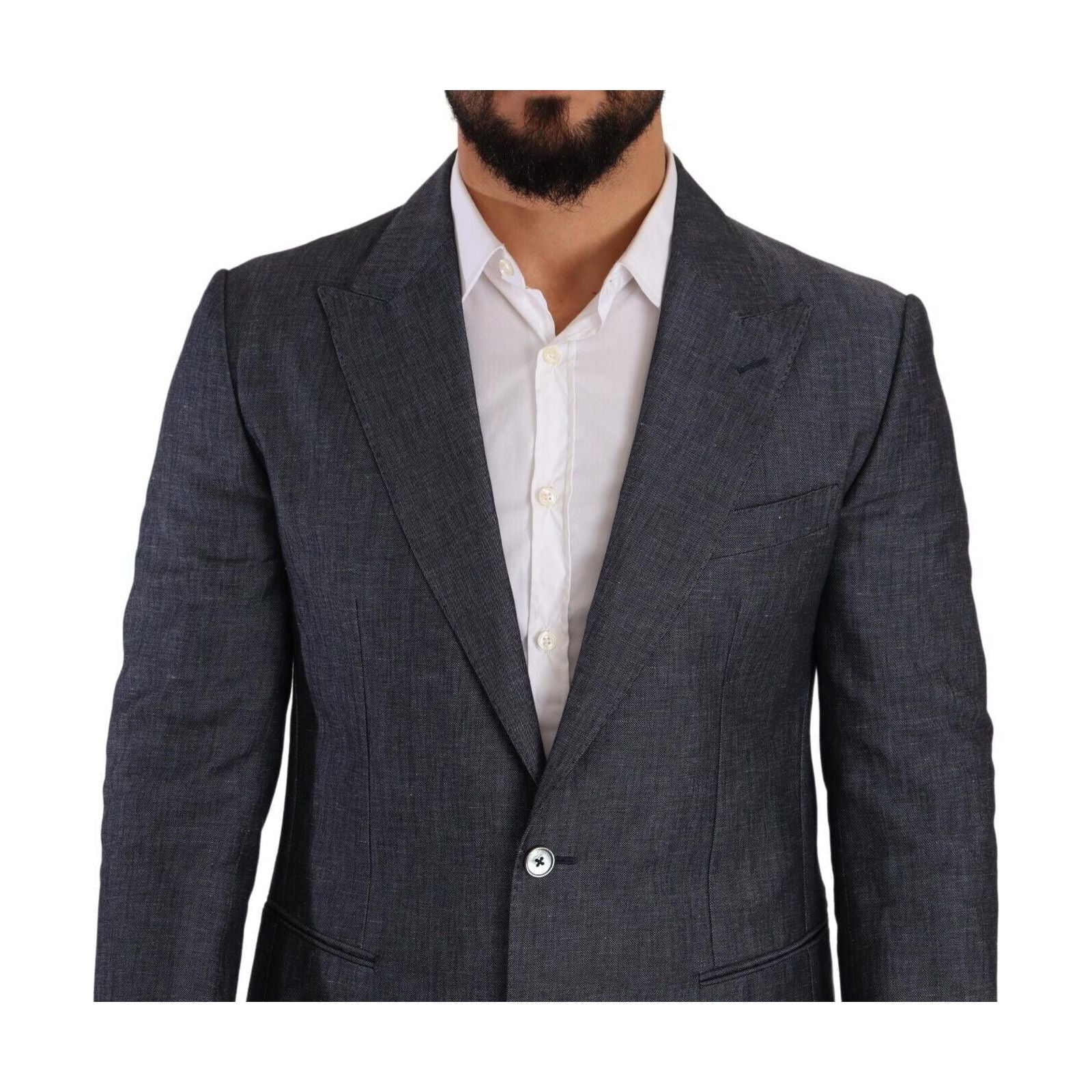 Dolce & Gabbana Blue Cotton Blend Two-Button Blazer
