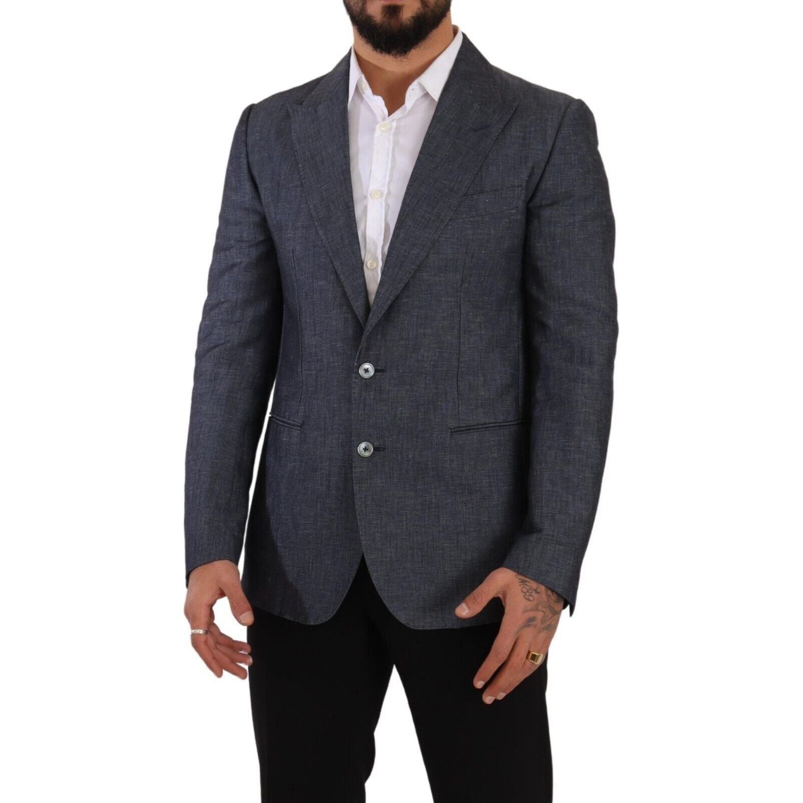 Dolce & Gabbana Blue Cotton Blend Two-Button Blazer