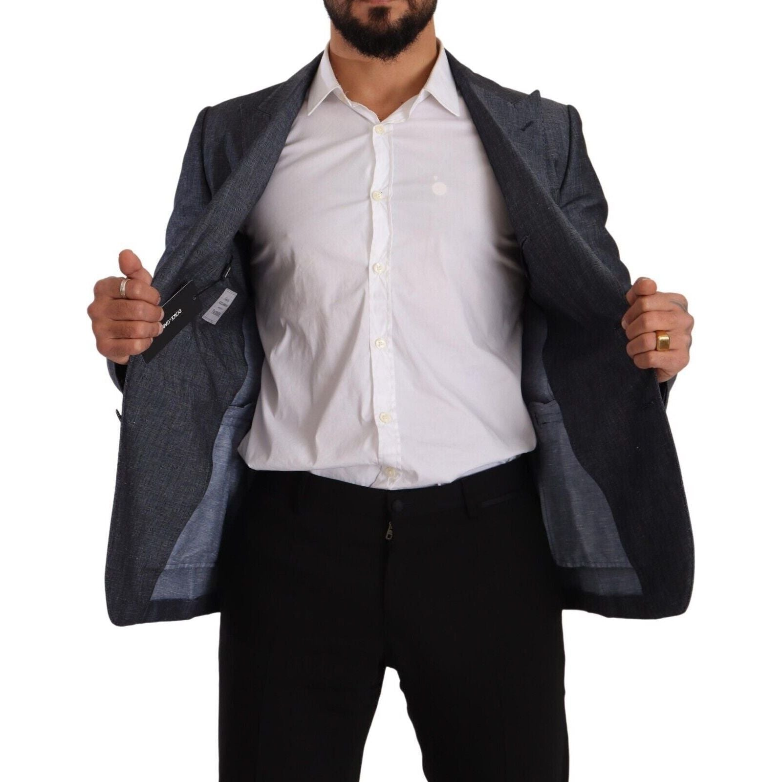 Dolce & Gabbana Blue Cotton Blend Two-Button Blazer