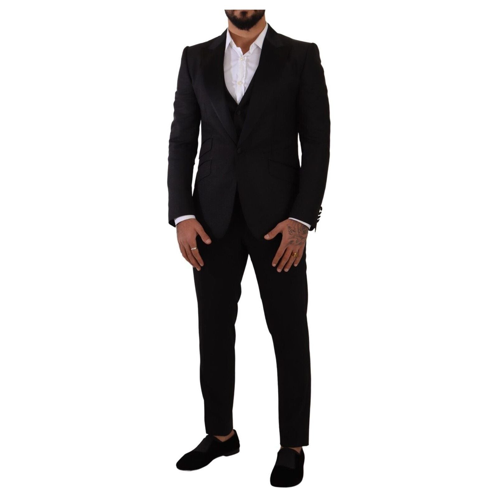 Dolce & Gabbana Black Wool Suit Ensemble