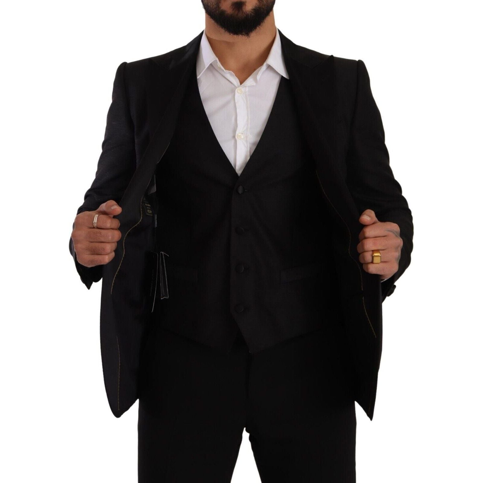 Dolce & Gabbana Black Wool Suit Ensemble