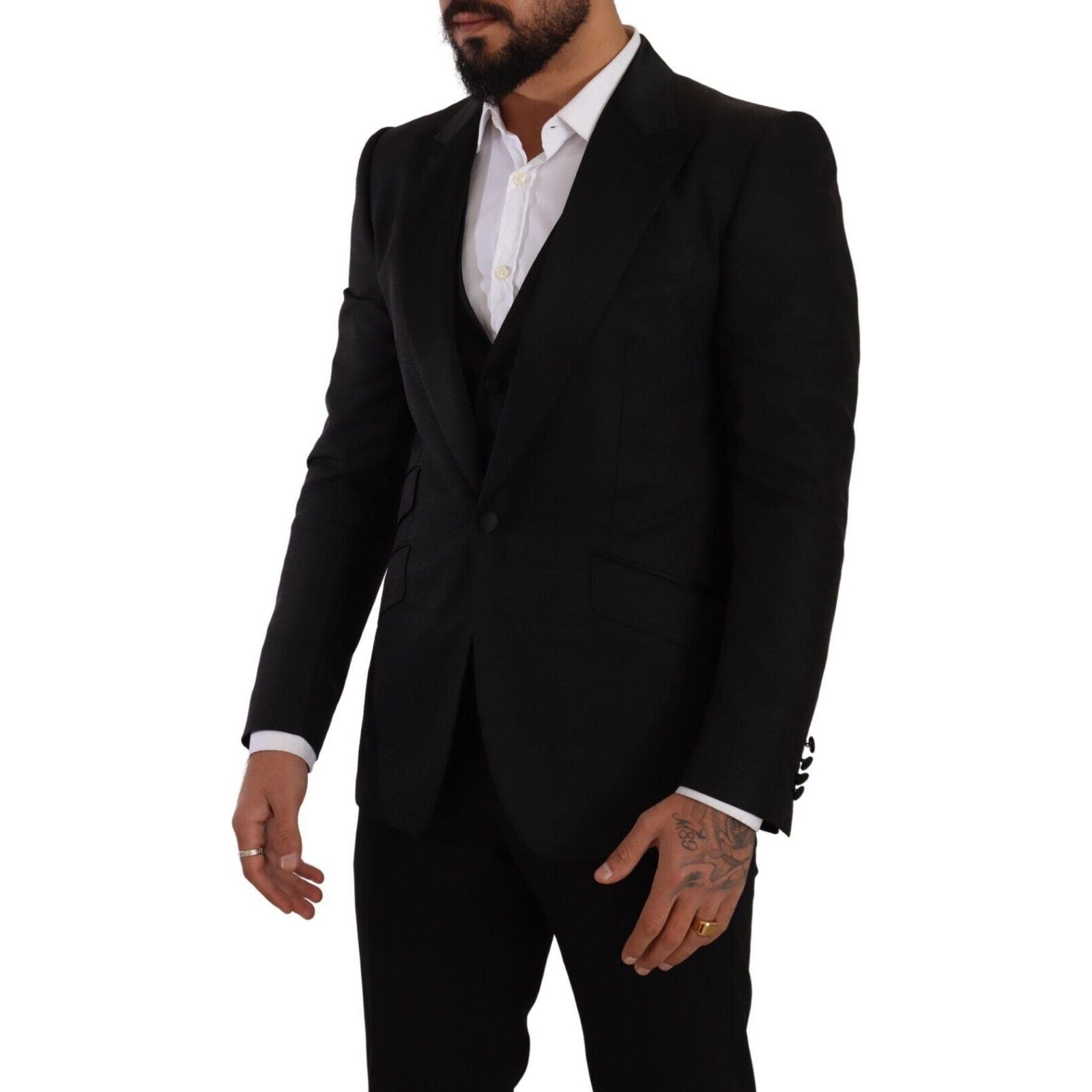 Dolce & Gabbana Black Wool Suit Ensemble