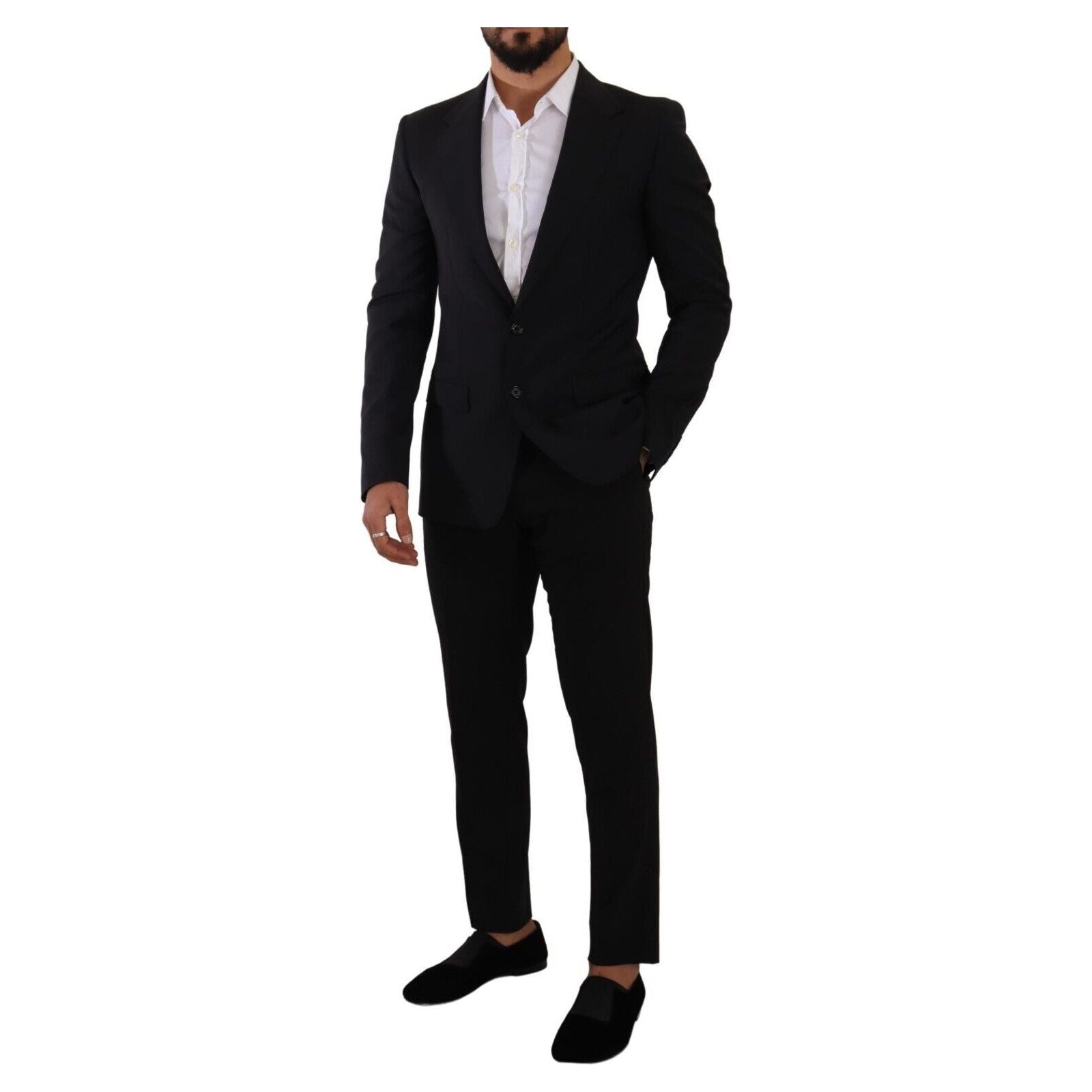 Dolce & Gabbana Black Wool Blazer and Vest Set
