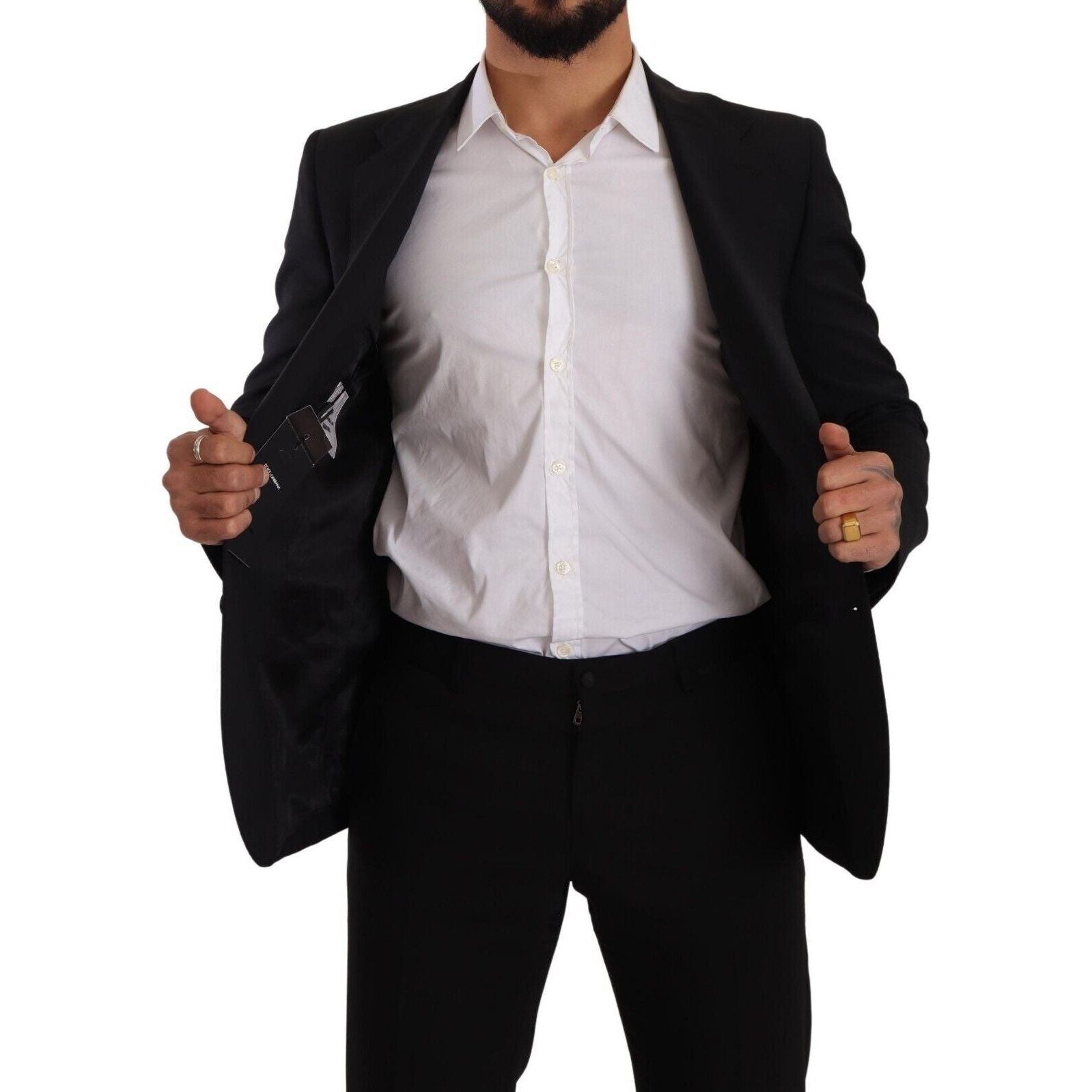 Dolce & Gabbana Black Wool Blazer and Vest Set