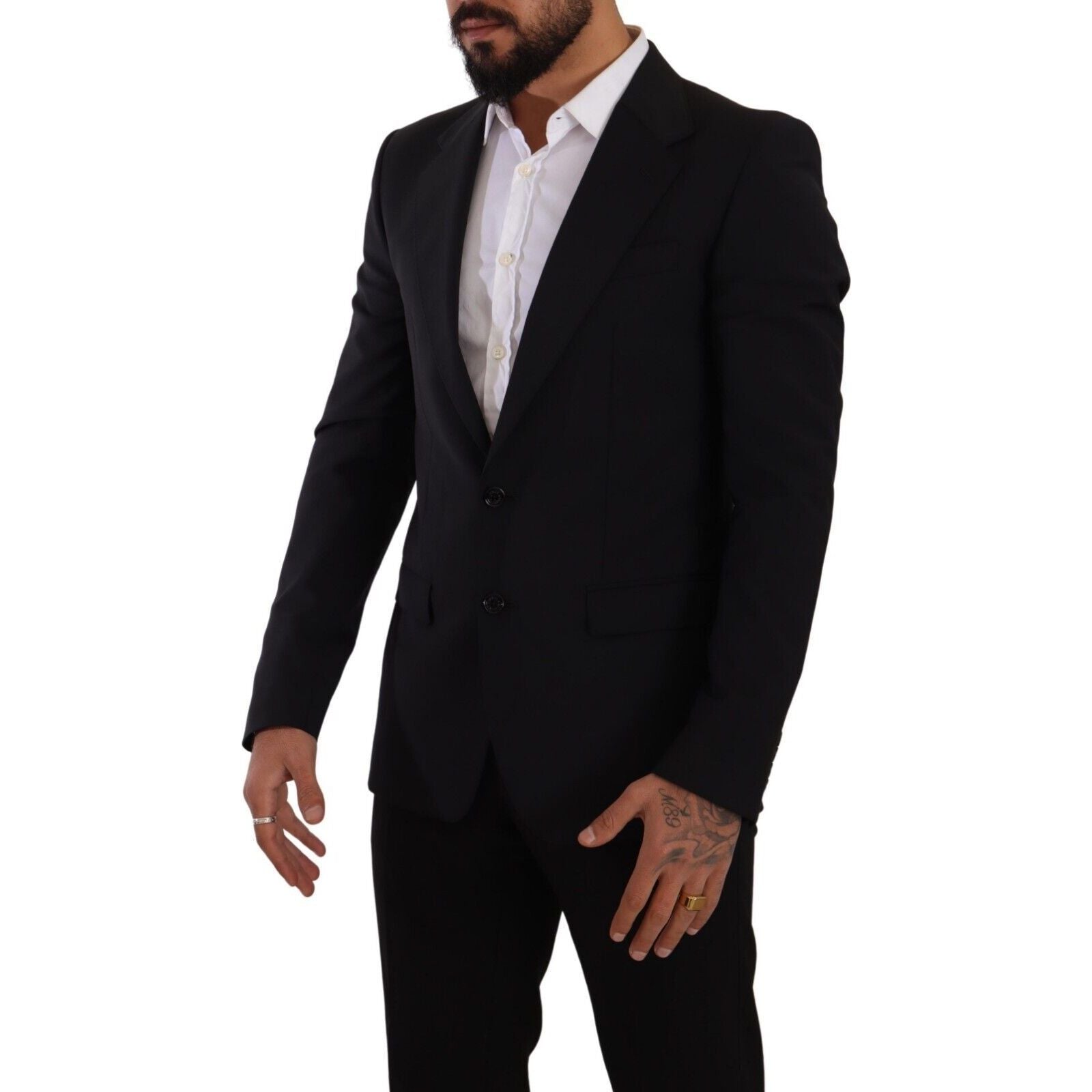 Dolce & Gabbana Black Wool Blazer and Vest Set