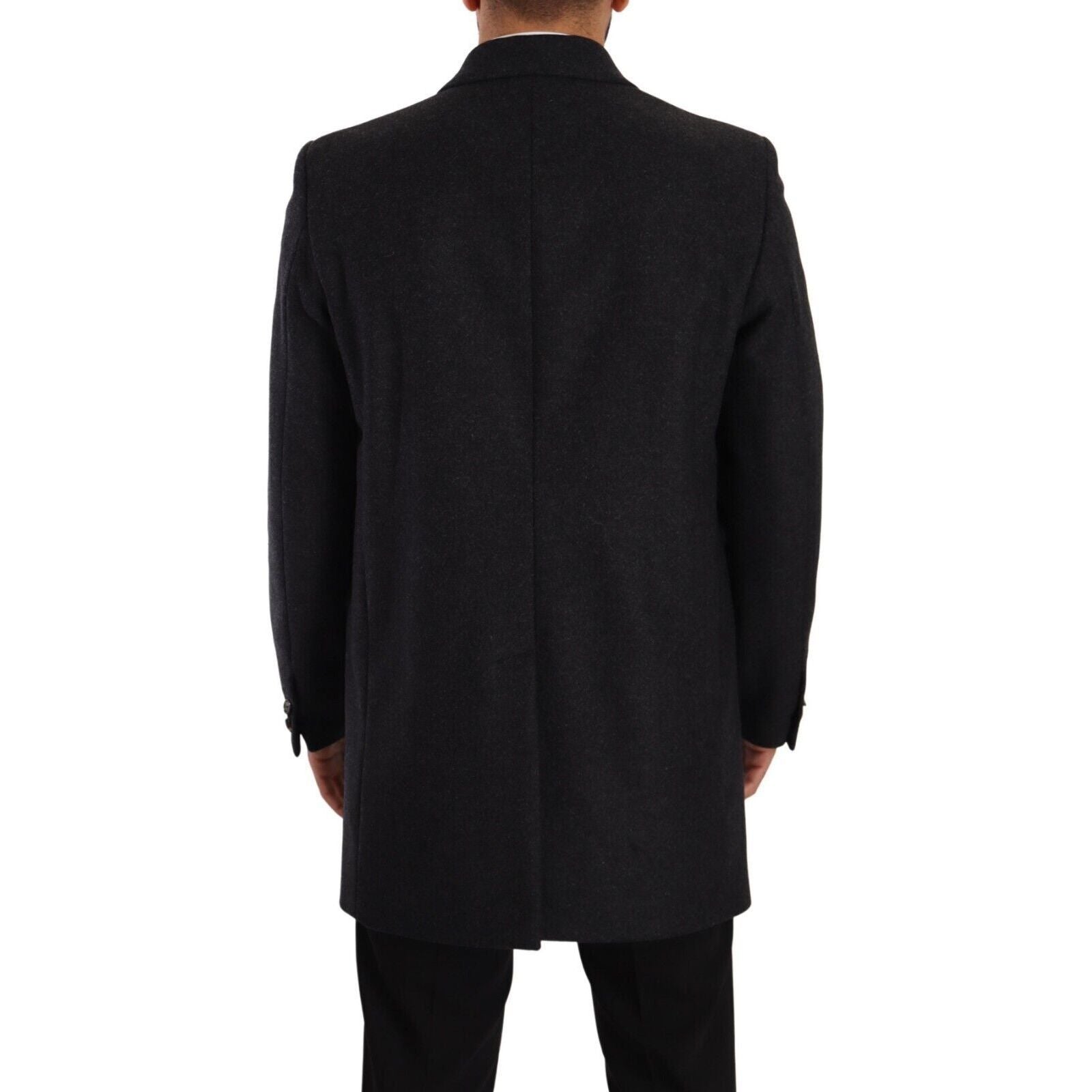Dolce & Gabbana Dark Grey Virgin Wool Overcoat