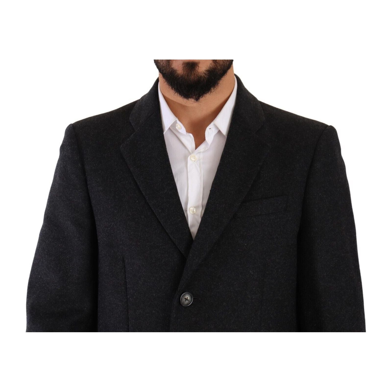 Dolce & Gabbana Dark Grey Virgin Wool Overcoat
