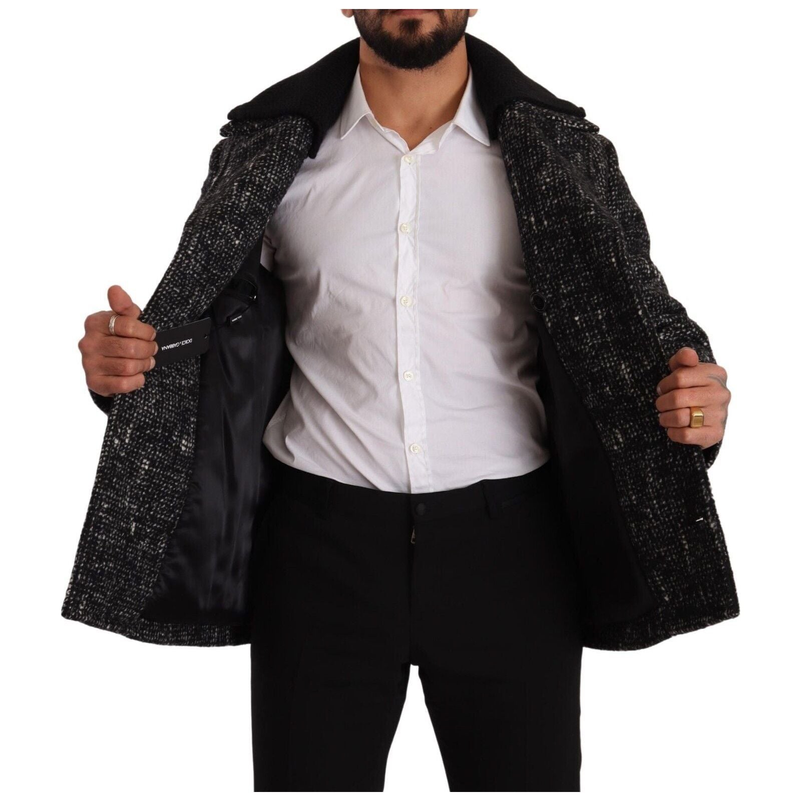 Dolce & Gabbana Grey Wool Blend Overcoat