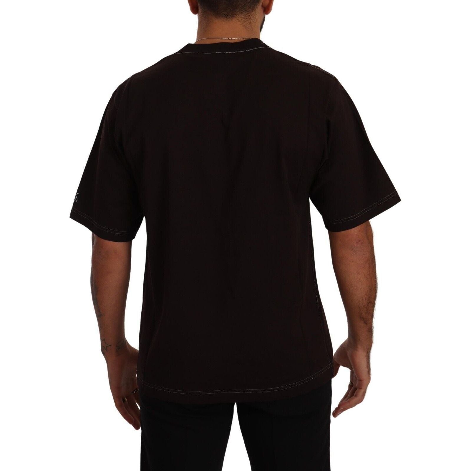 Dolce & Gabbana Burgundy Cotton L'Amore Crew Neck Tee