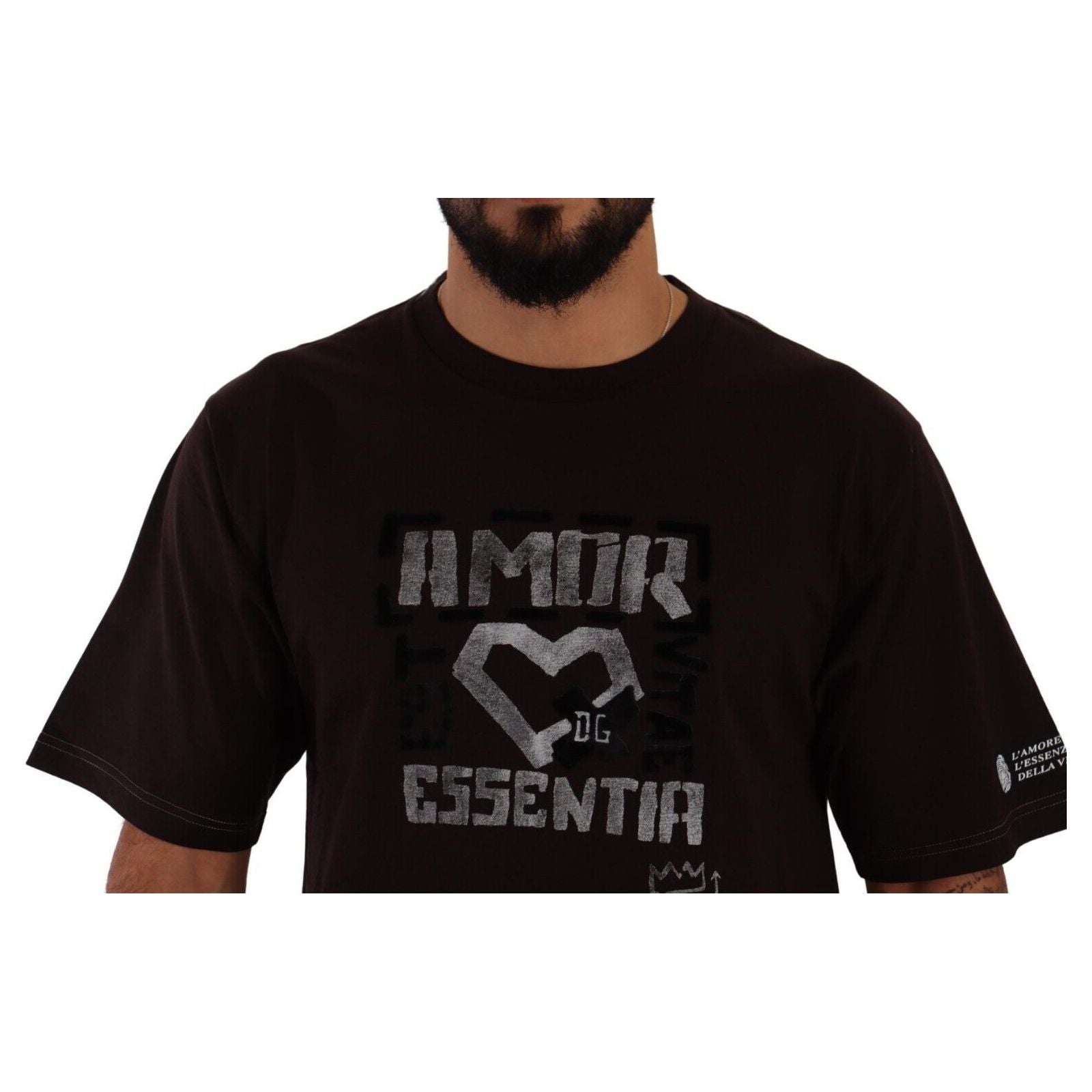Dolce & Gabbana Burgundy Cotton L'Amore Crew Neck Tee