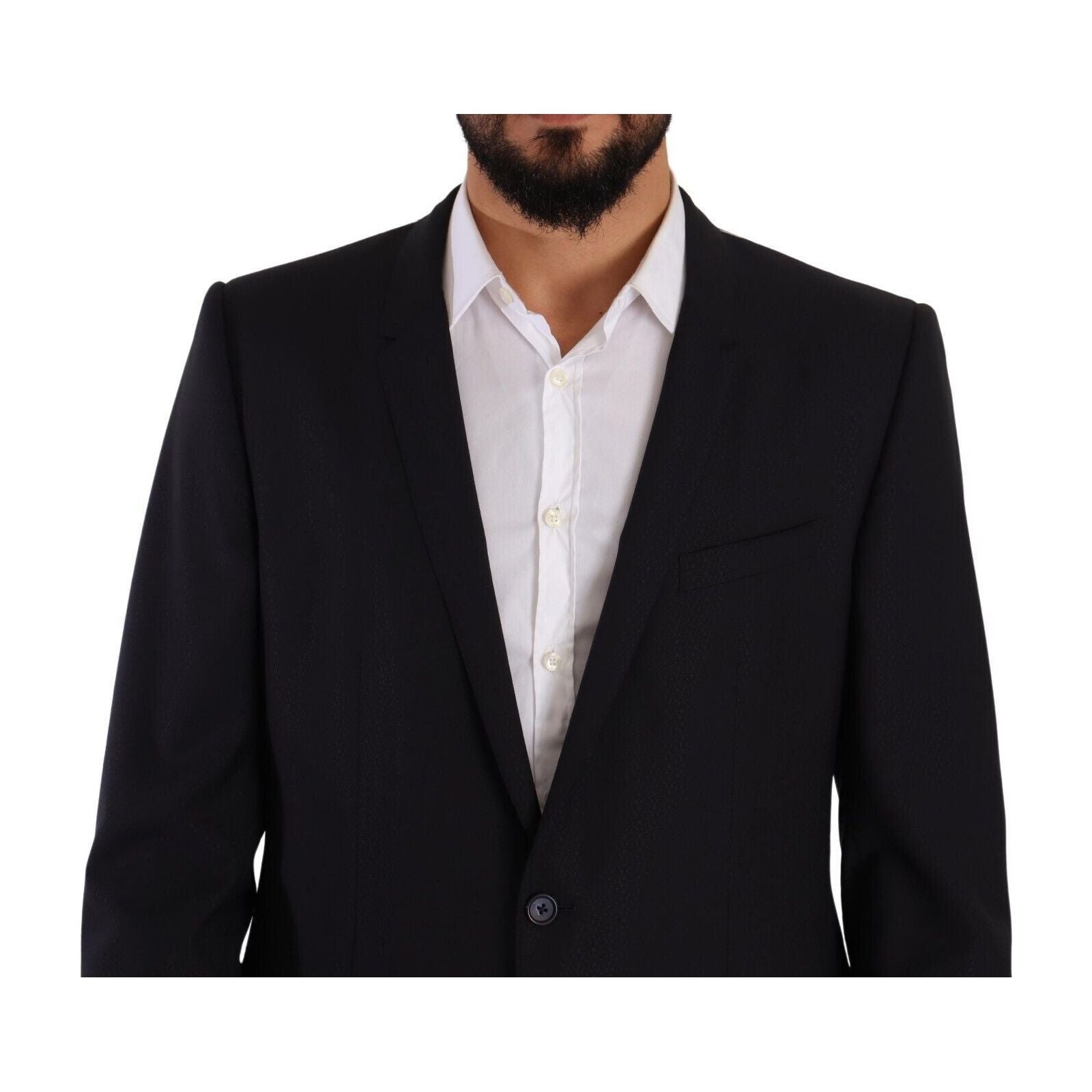 Dolce & Gabbana Navy Wool Silk Two-Piece Suit