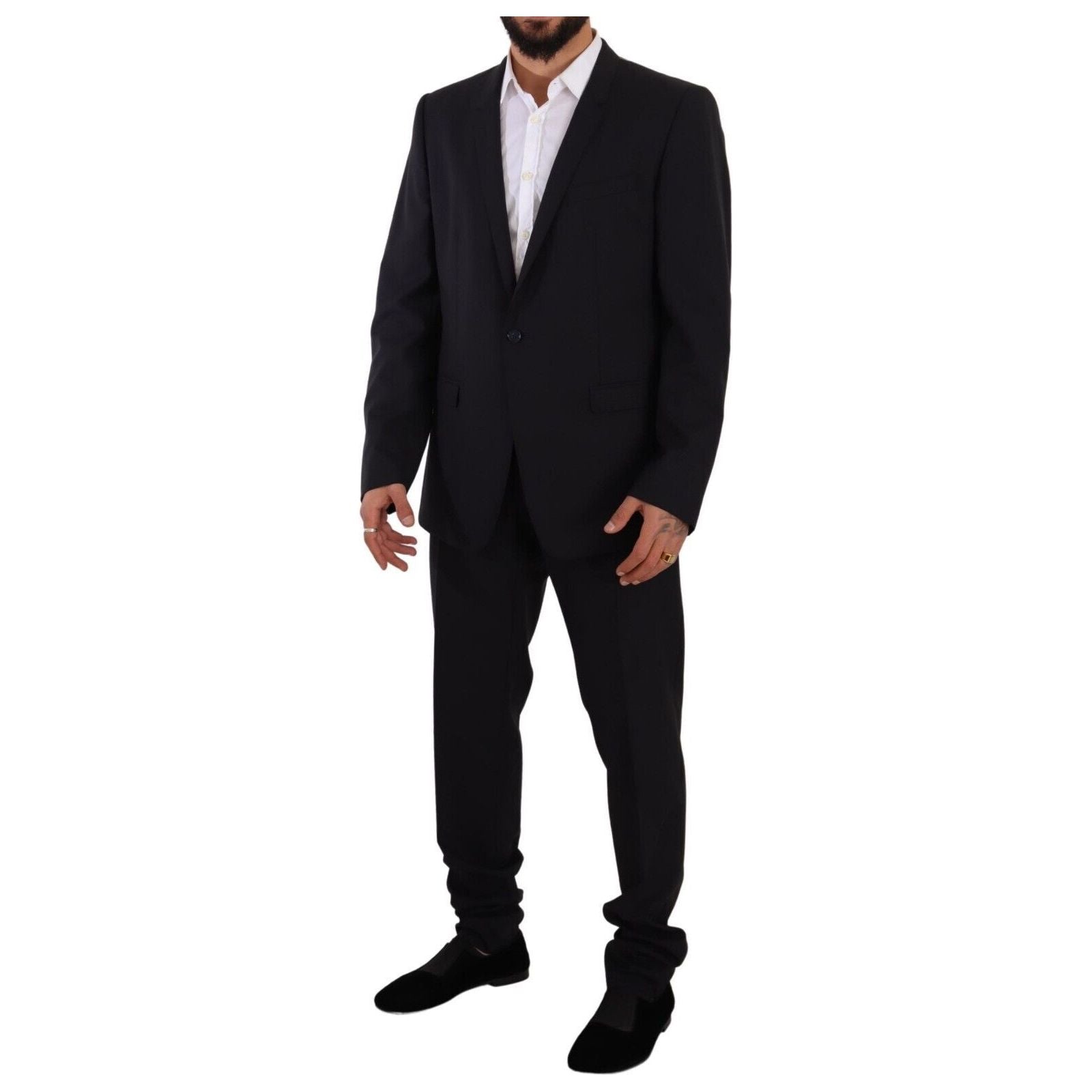 Dolce & Gabbana Navy Wool Silk Two-Piece Suit