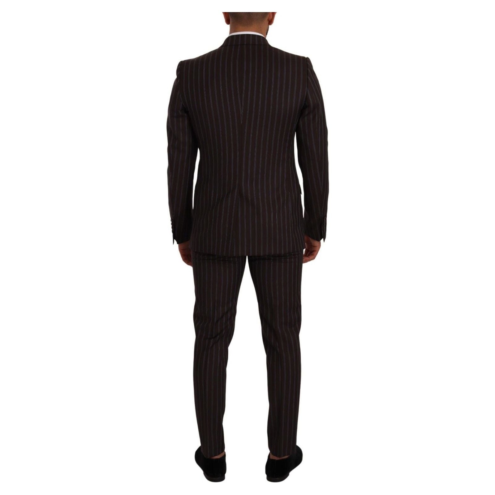 Dolce & Gabbana Maroon Wool Striped Slim Fit Suit