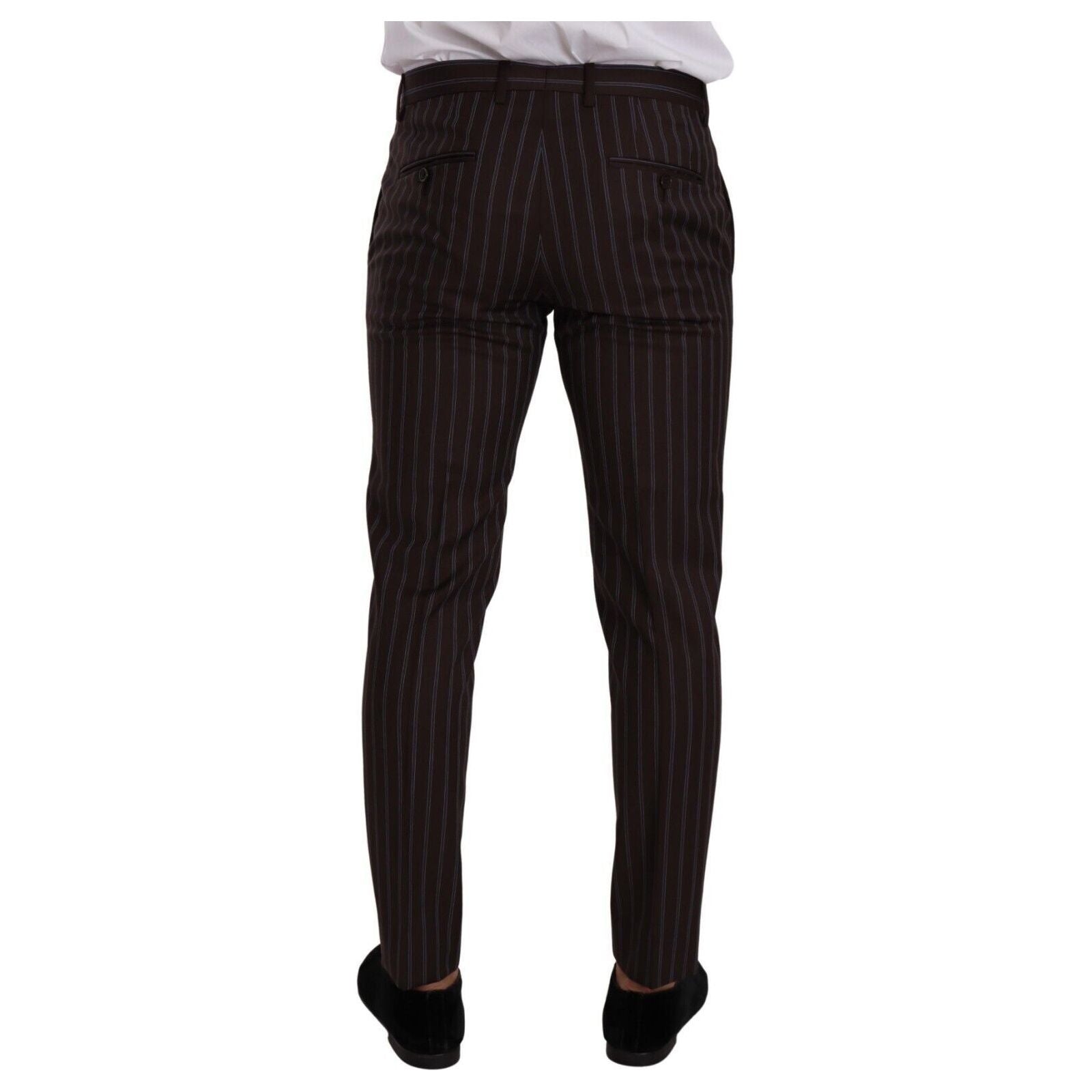 Dolce & Gabbana Maroon Wool Striped Slim Fit Suit