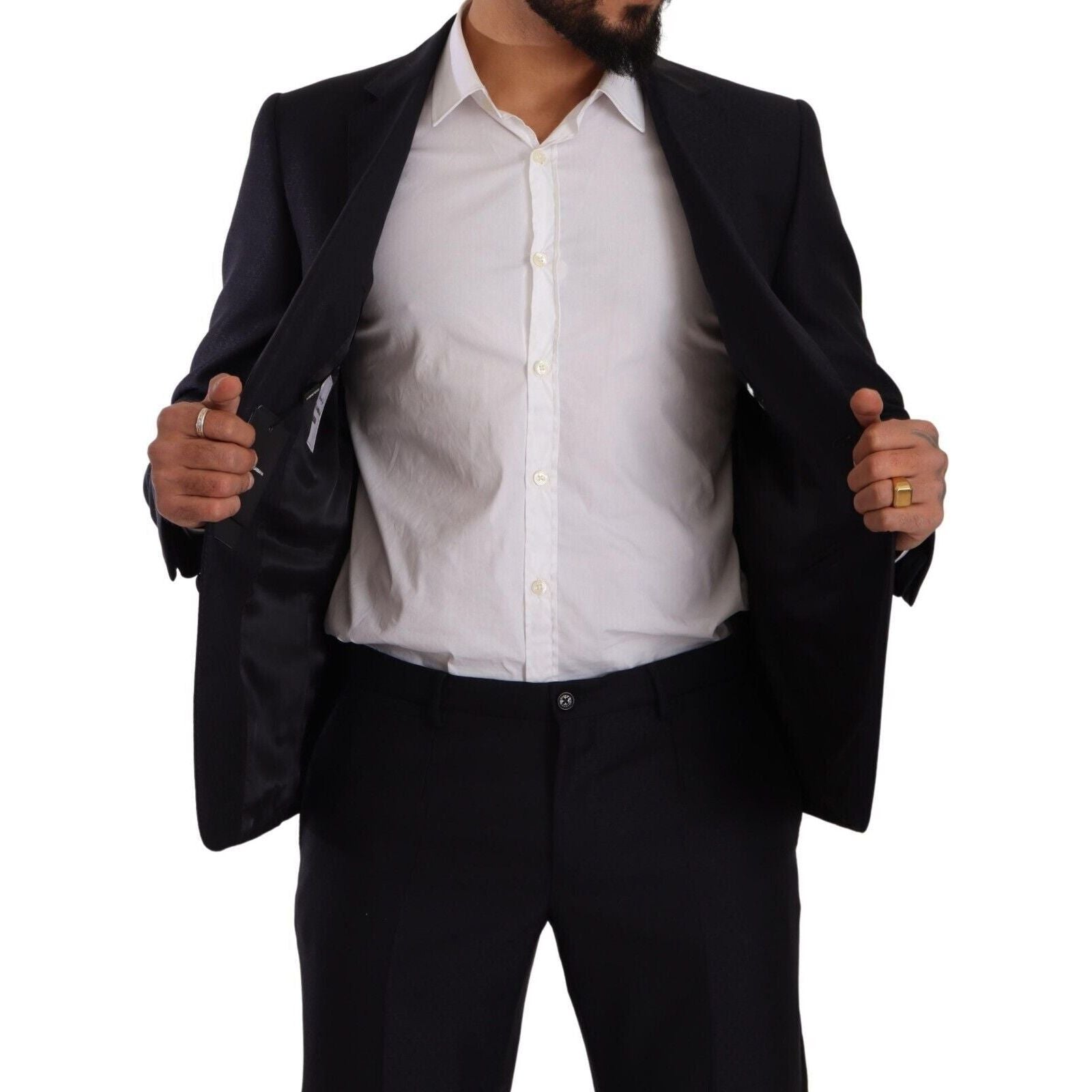 Dolce & Gabbana Navy Wool Silk Cashmere Suit