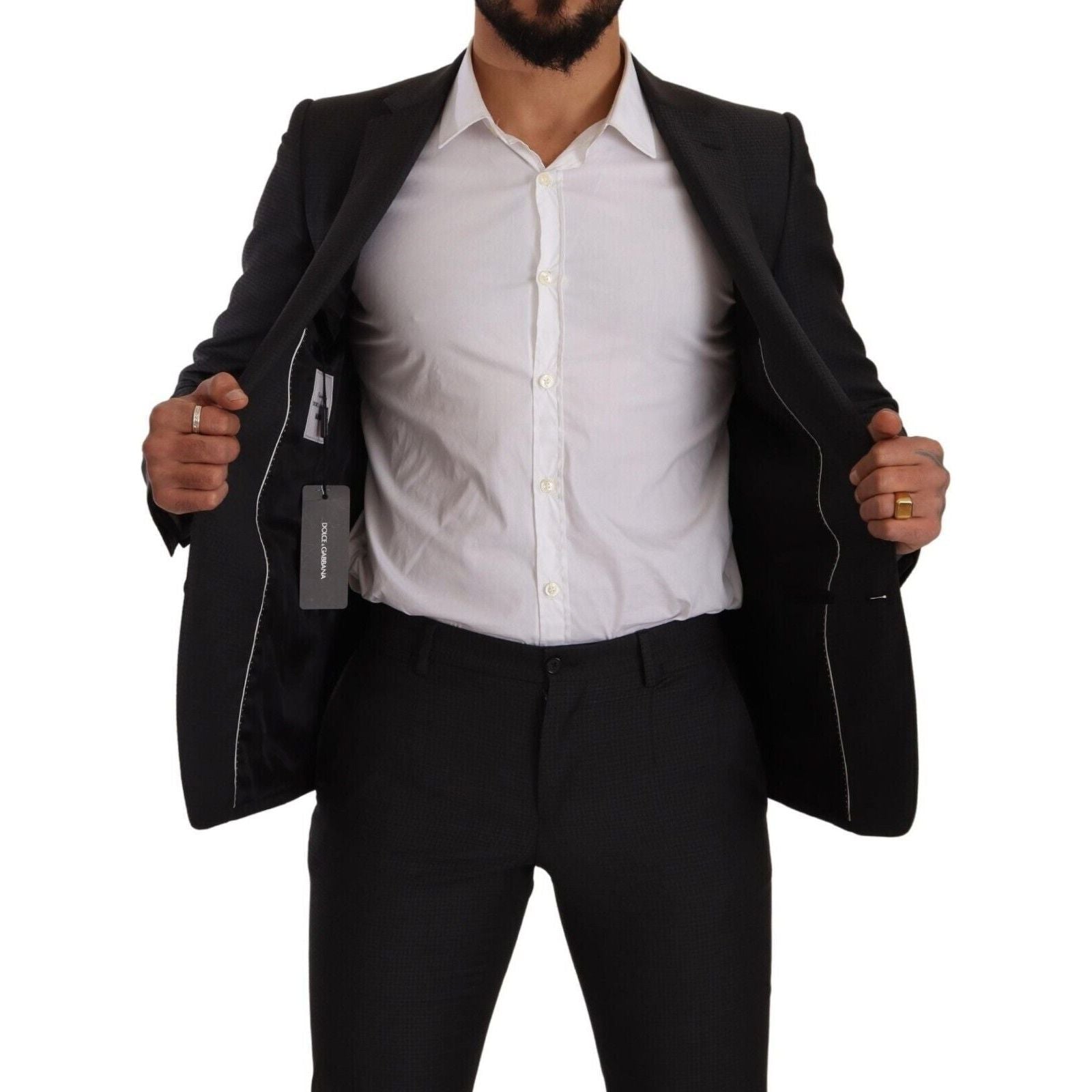 Dolce & Gabbana Black Virgin Wool Martini Suit Collection