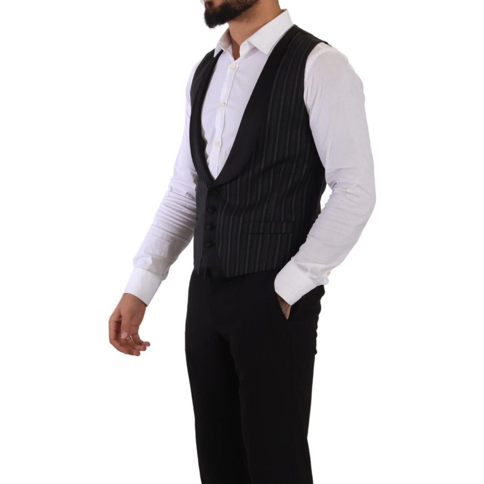 Dolce & Gabbana Black Wool Dress Vest Essentials