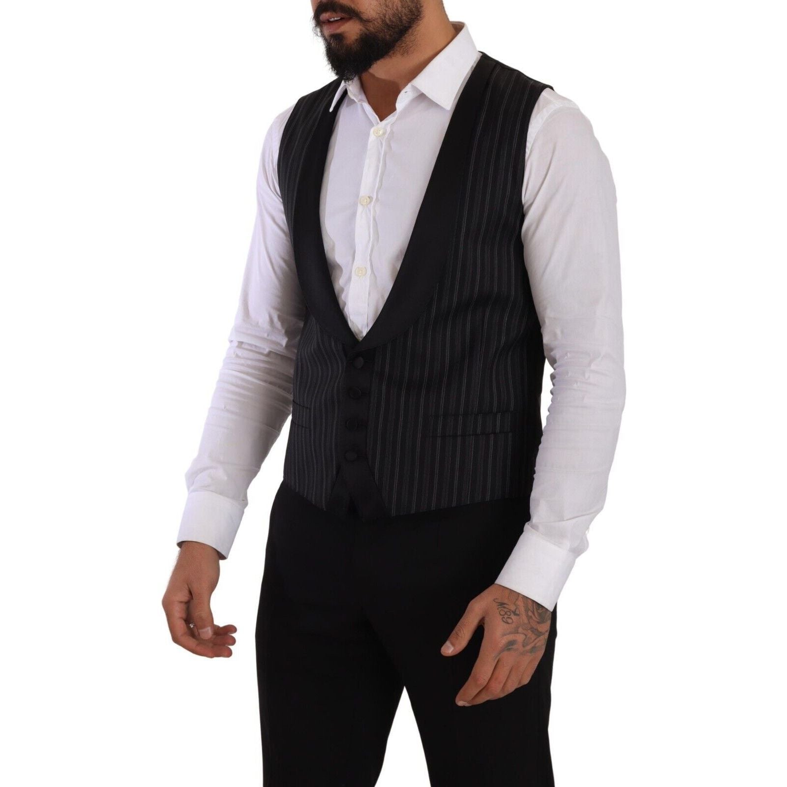 Dolce & Gabbana Black Wool Dress Vest Essentials