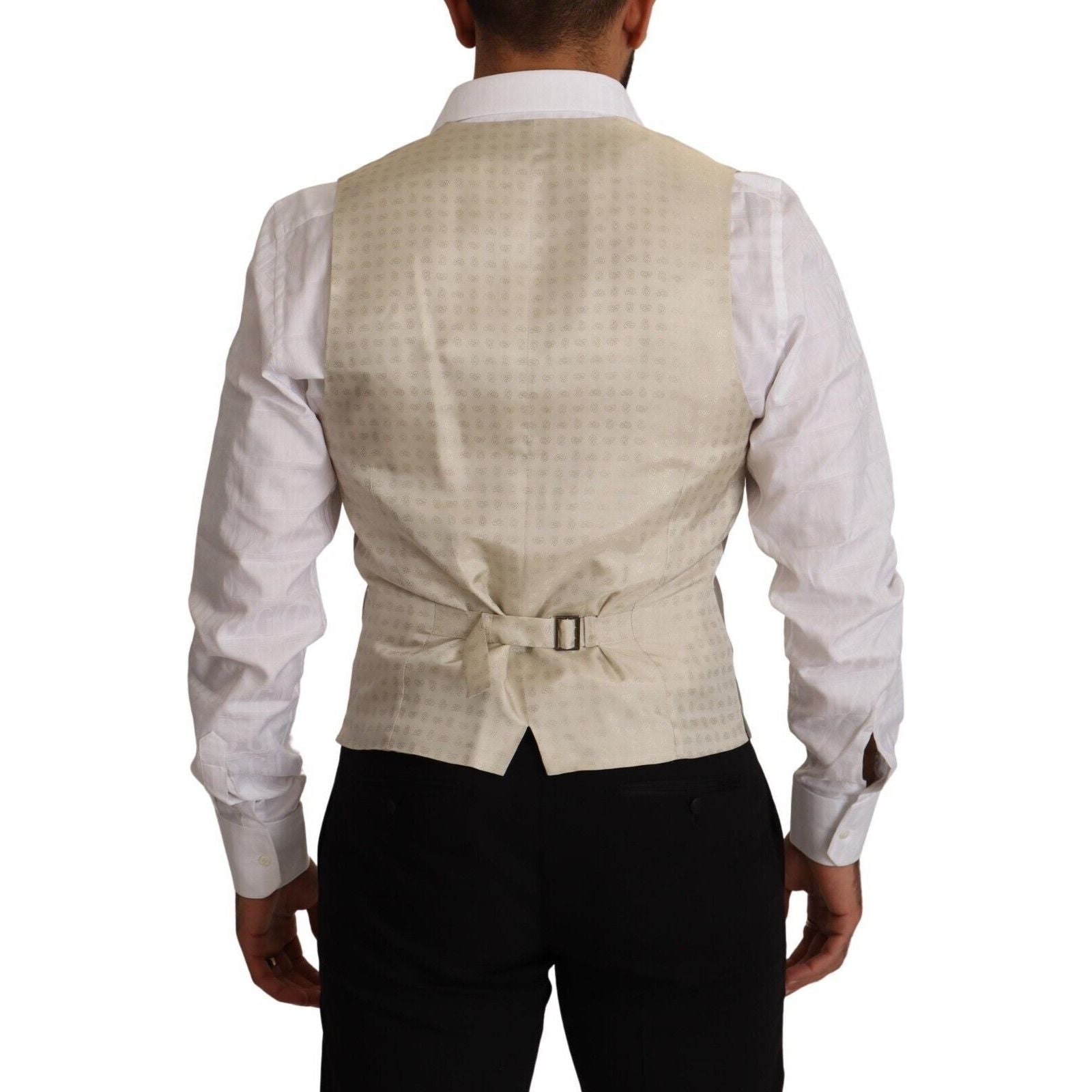 Dolce & Gabbana Beige Virgin Wool Dress Vest